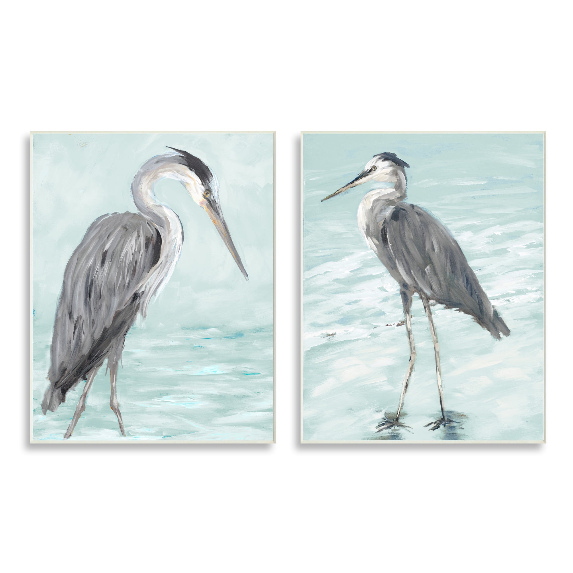 Stupell Indtries Heron Birds Standing Shallow Beach Water Coastal Waves,10 x 15,Design by Julie DeRice