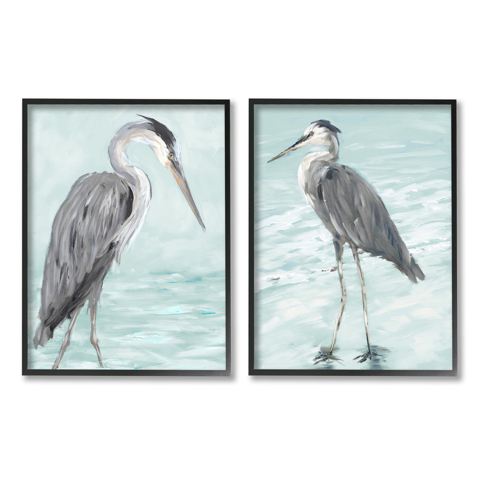 Stupell Indtries Heron Birds Standing Shallow Beach Water Coastal Waves,11 x 14,Design by Julie DeRice