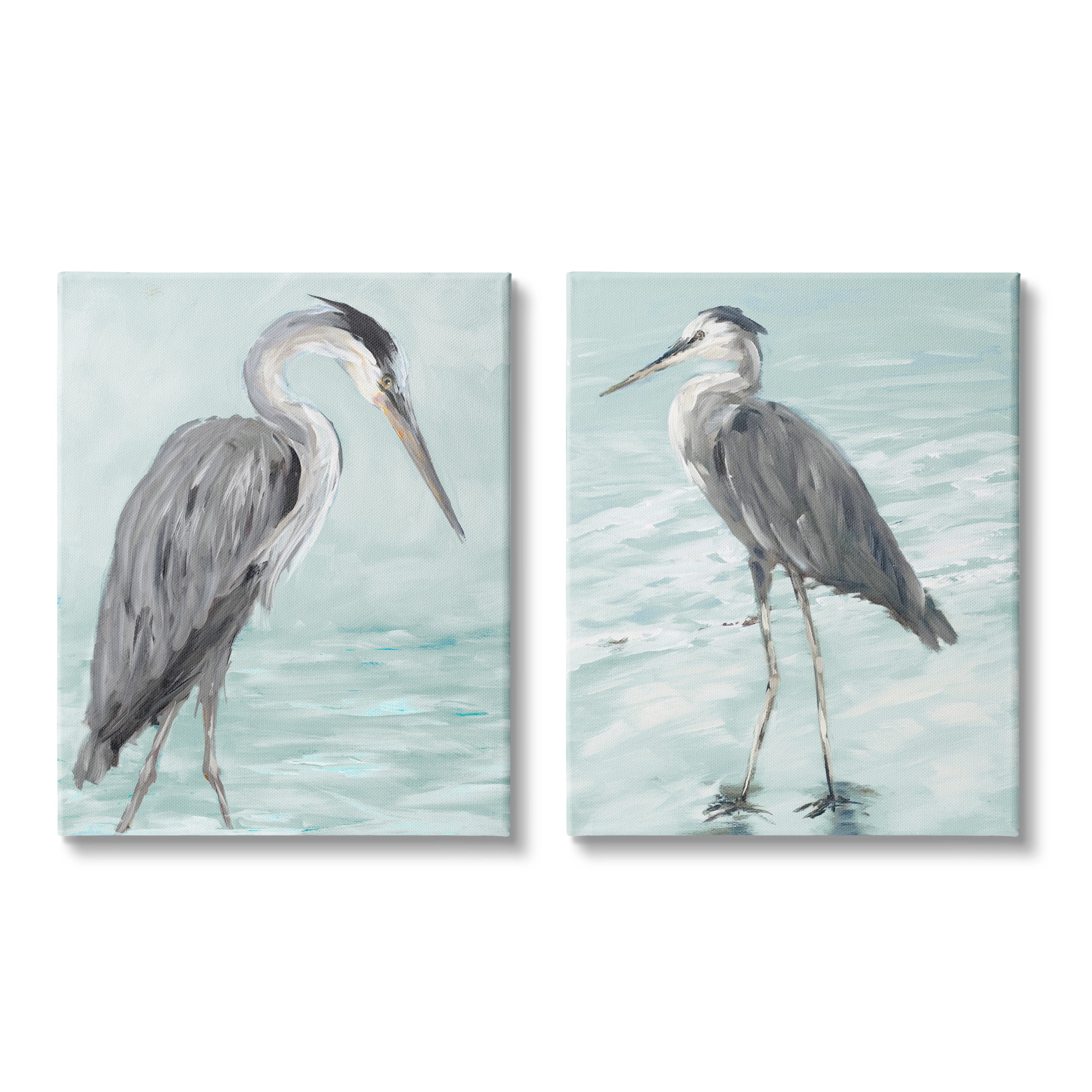 Stupell Indtries Heron Birds Standing Shallow Beach Water Coastal Waves,16 x 20,Design by Julie DeRice