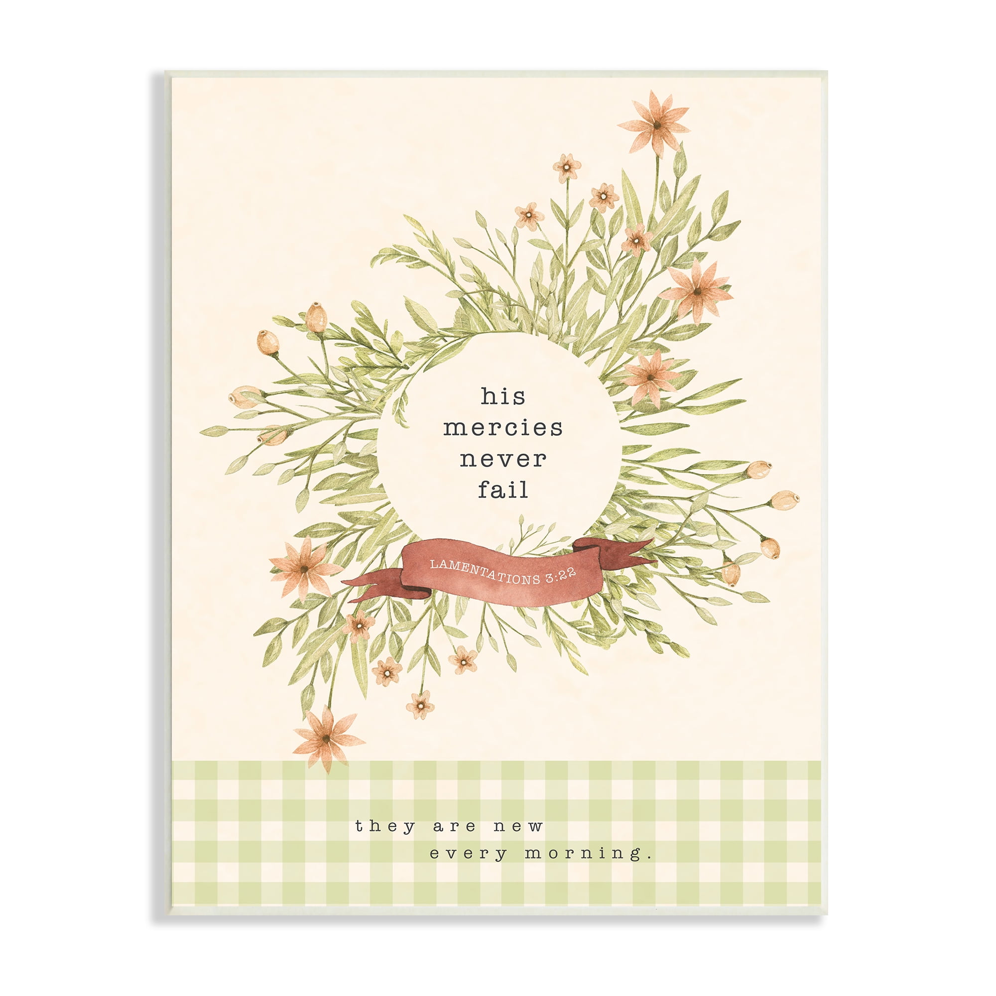 Stupell Indtries His Mercies Never Fail Proverb Country Floral Wreath,13 x 19,Design by Tammy Apple