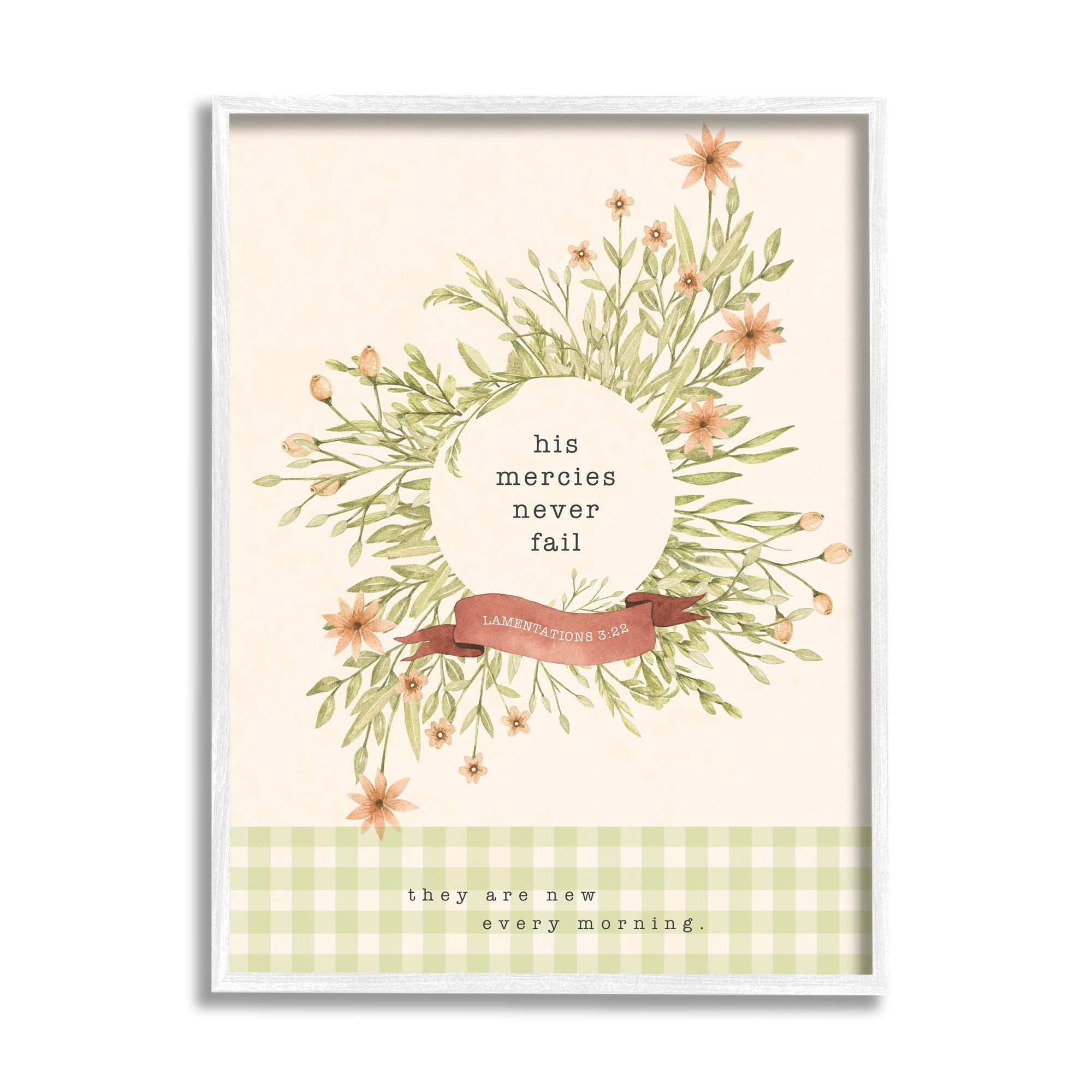Stupell Indtries His Mercies Never Fail Proverb Country Floral Wreath,16 x 20,Design by Tammy Apple