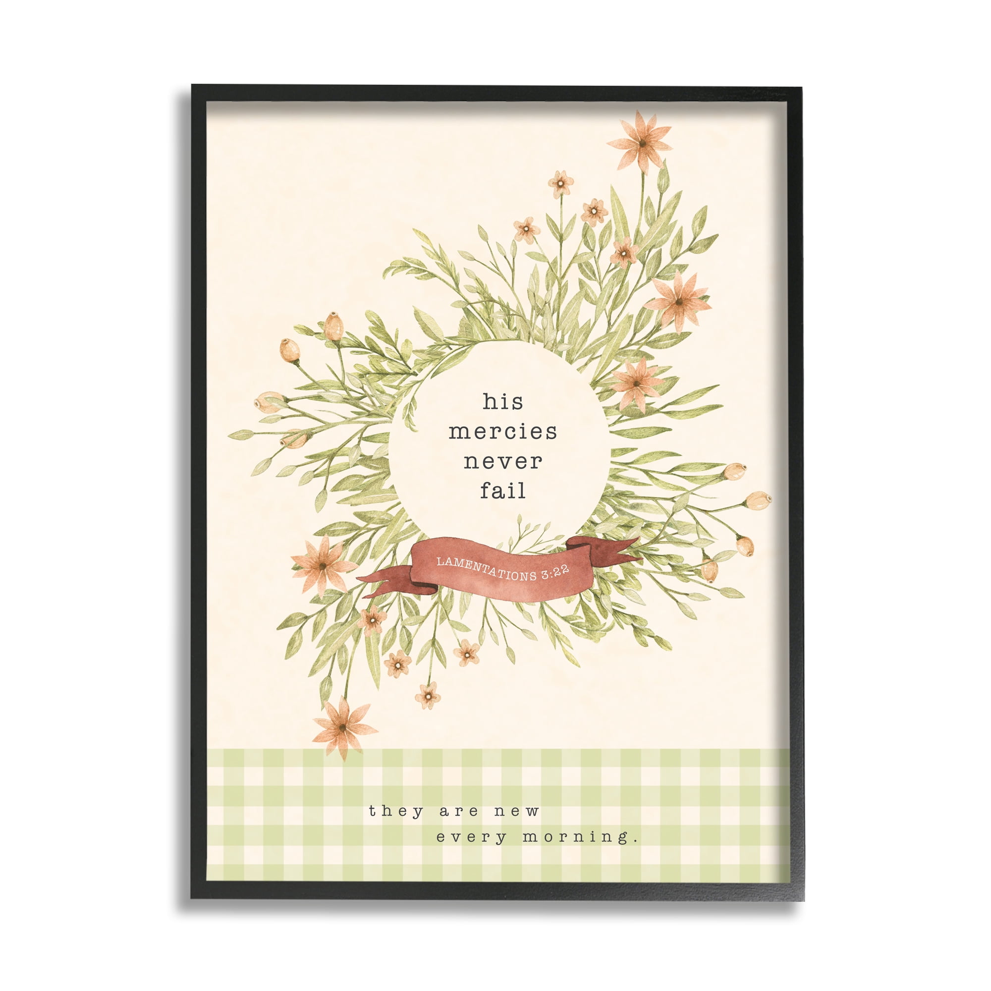 Stupell Indtries His Mercies Never Fail Proverb Country Floral Wreath,24 x 30,Design by Tammy Apple