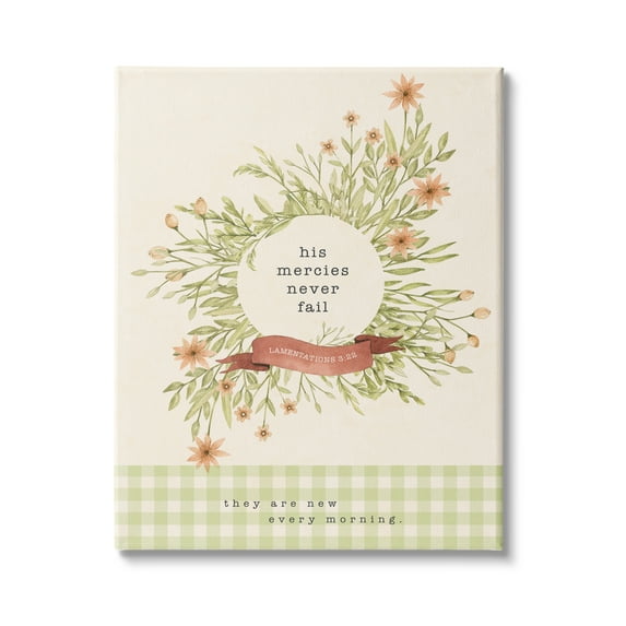 Stupell Indtries His Mercies Never Fail Proverb Country Floral Wreath,30 x 40,Design by Tammy Apple