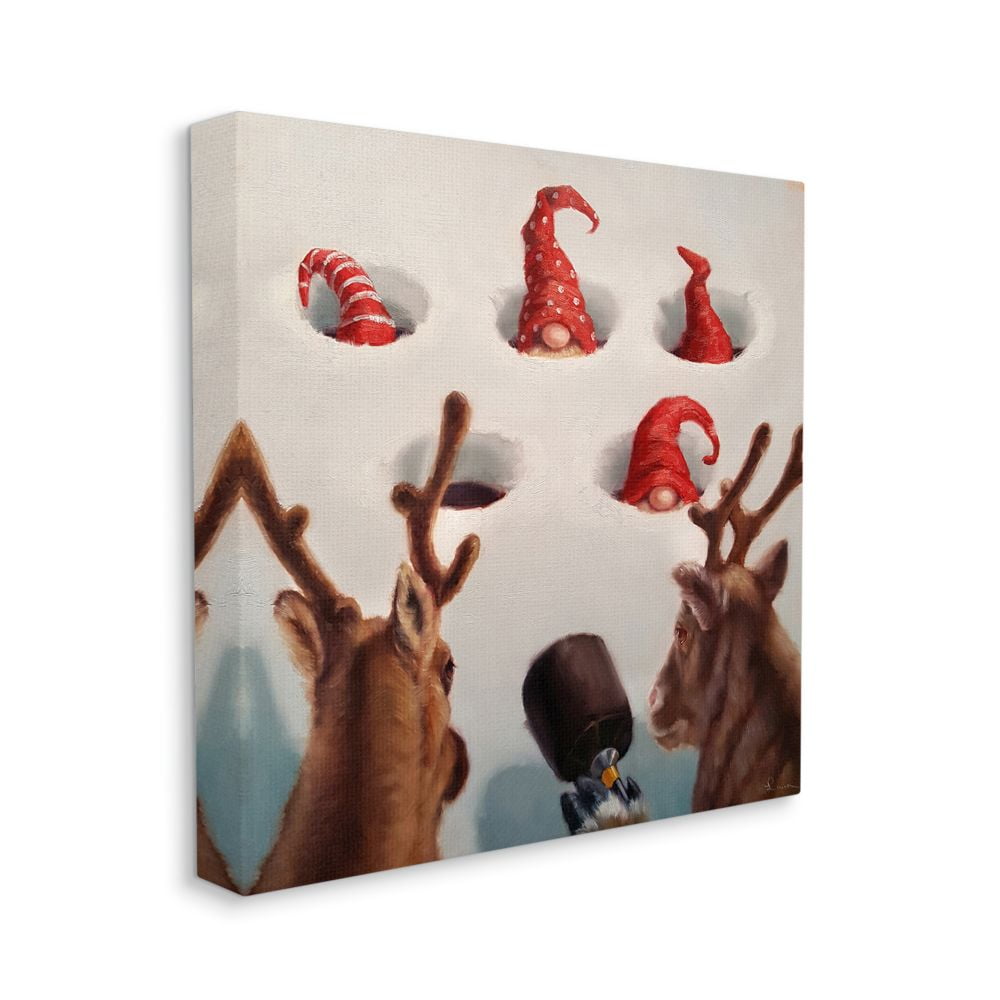 Stupell Indtries Holiday Whack an Elf Christmas Reindeer Humor Canvas Wall Art Design by Lucia Heffernan, 30" x 30"