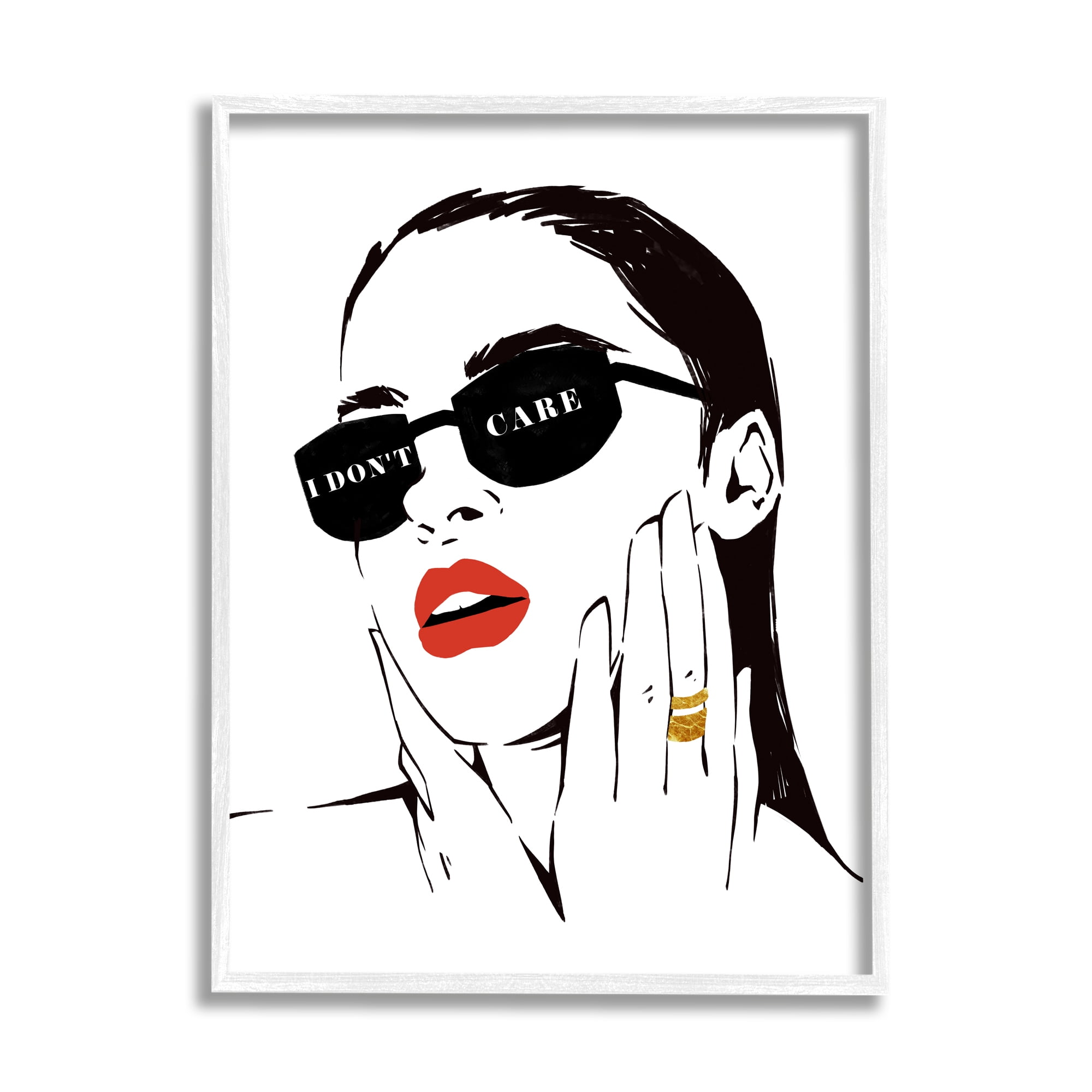 Stupell Indtries I Don’t Care Shades Glam Fashion Female Portrait,11 x 14,Design by Ziwei Li