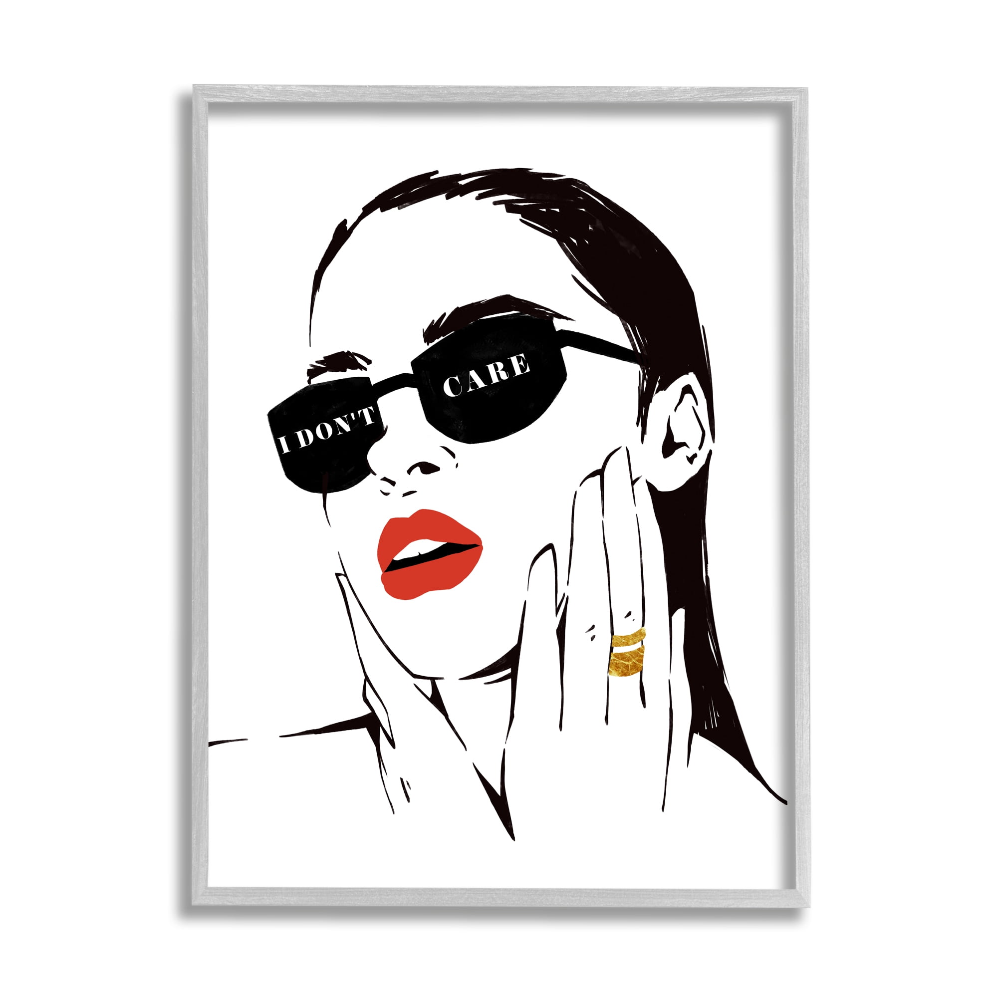 Stupell Indtries I Don’t Care Shades Glam Fashion Female Portrait,16 x 20,Design by Ziwei Li