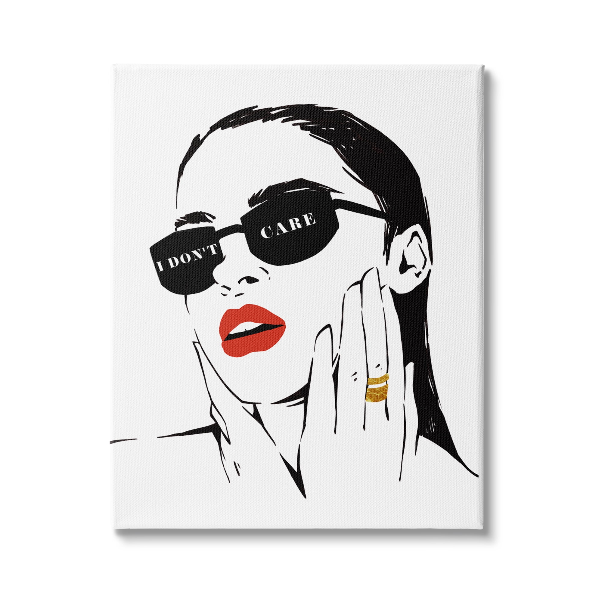 Stupell Indtries I Don’t Care Shades Glam Fashion Female Portrait,36 x 48,Design by Ziwei Li