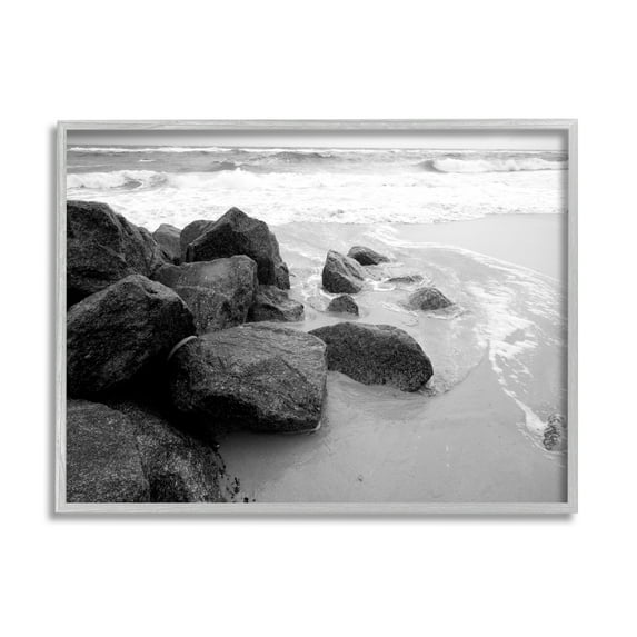 Stupell Indtries Incoming Tide Nautical Beach Coast Black White Photography,14 x 11,Design by Bill Carson Photography