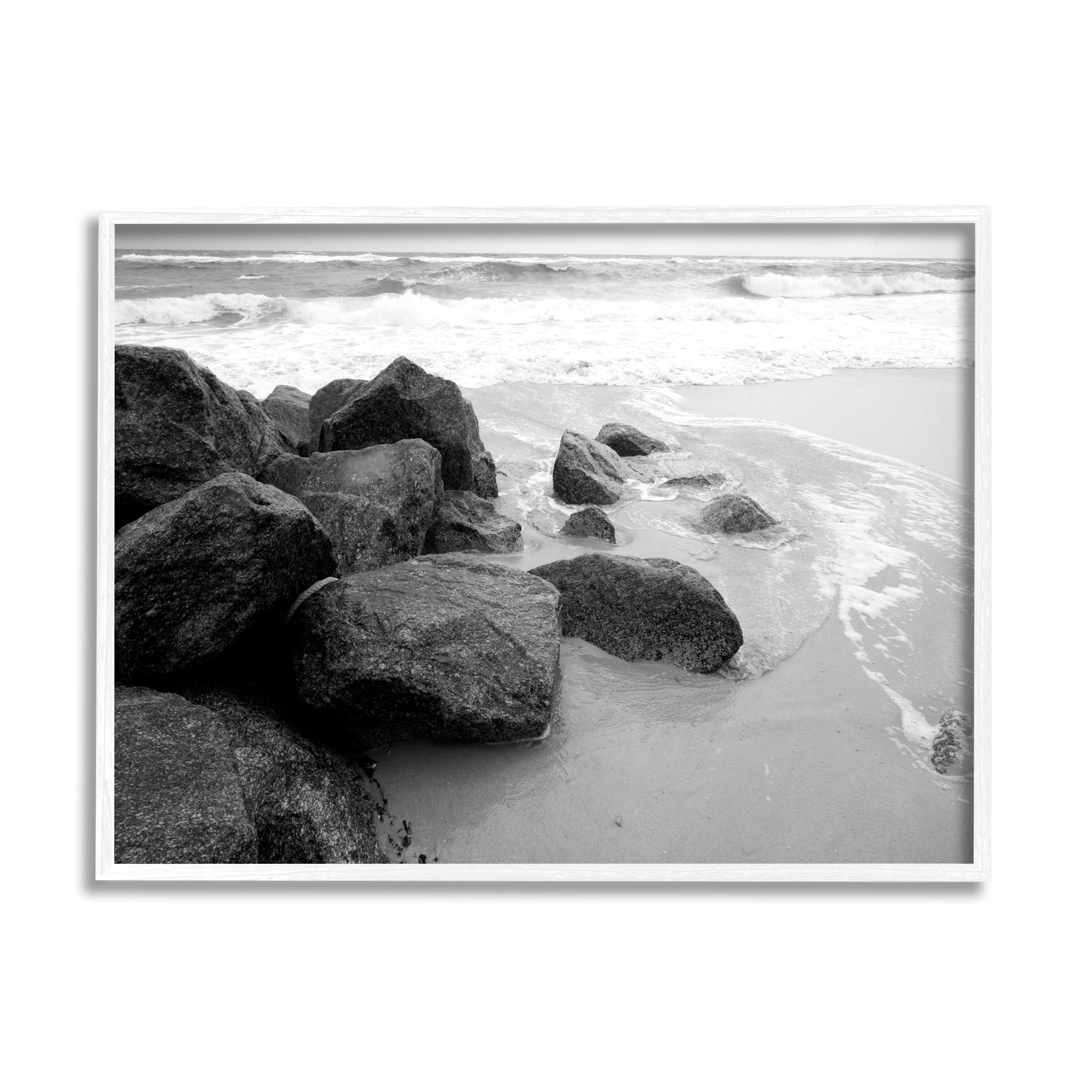 Stupell Indtries Incoming Tide Nautical Beach Coast Black White Photography,14 x 11,Design by Bill Carson Photography