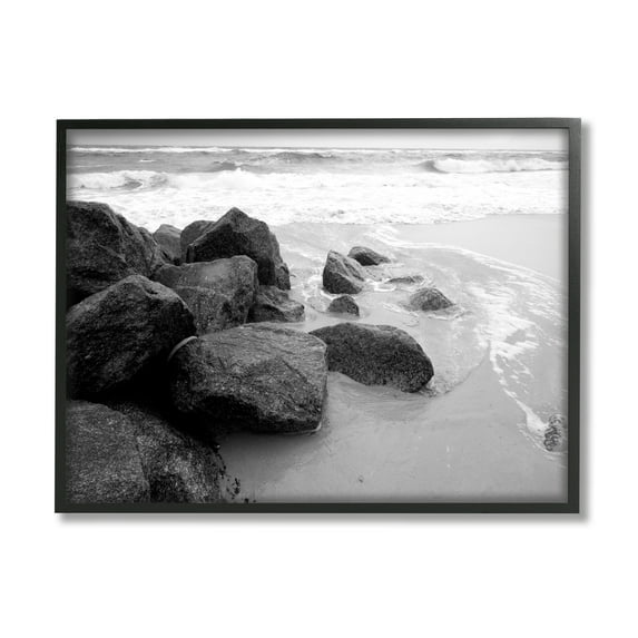 Stupell Indtries Incoming Tide Nautical Beach Coast Black White Photography,20 x 16,Design by Bill Carson Photography