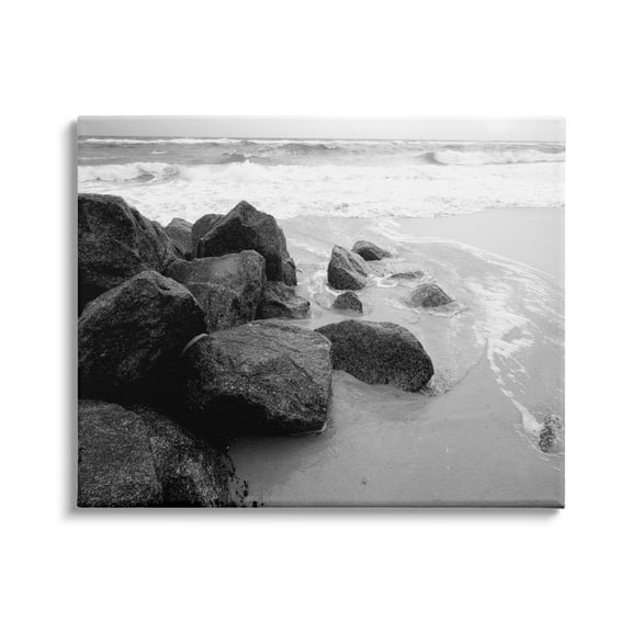 Stupell Indtries Incoming Tide Nautical Beach Coast Black White Photography,40 x 30,Design by Bill Carson Photography