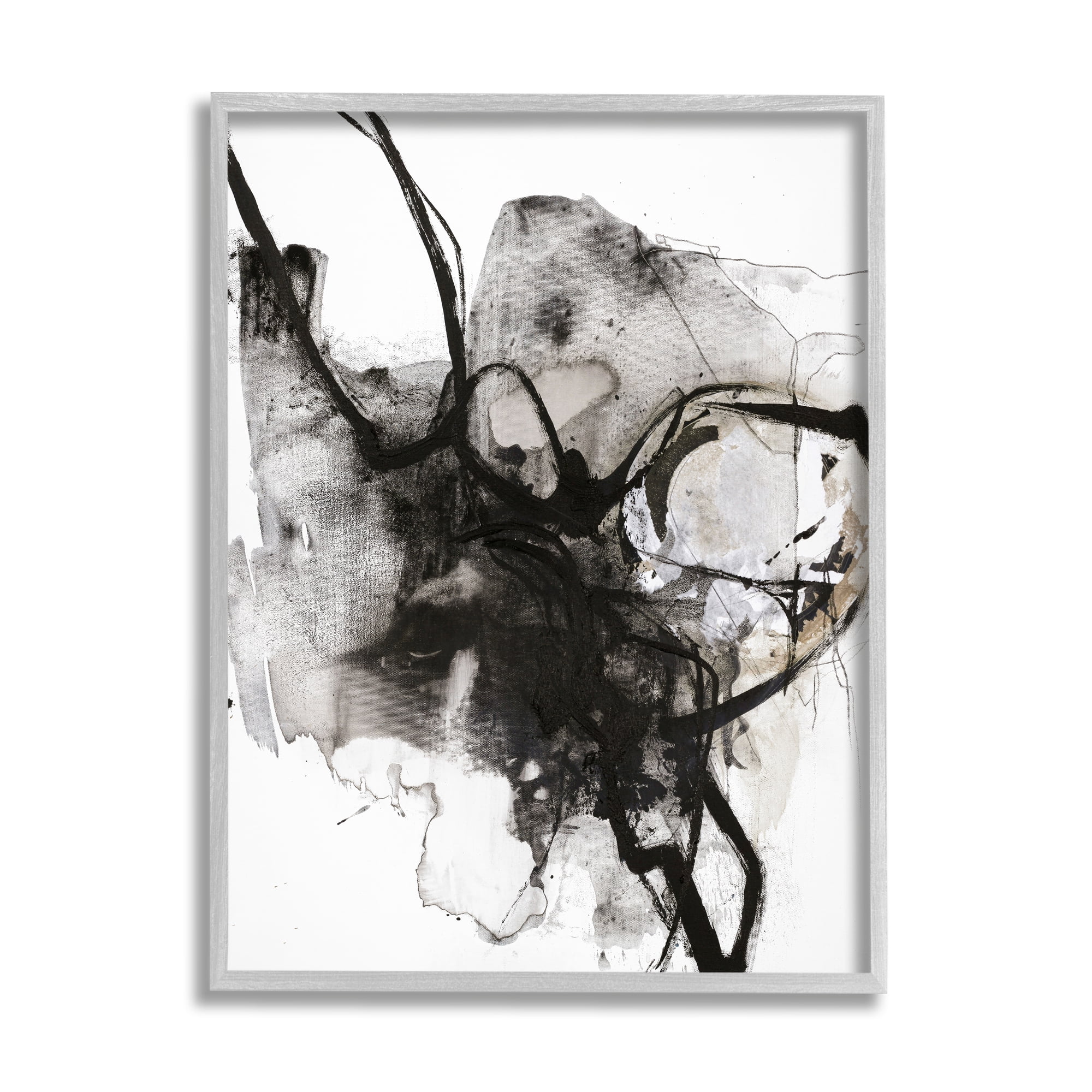 Stupell Indtries Ink Splatter Abstraction Chaotic By Movement Black Brown,11 x 14,Design by Design Fabrikken