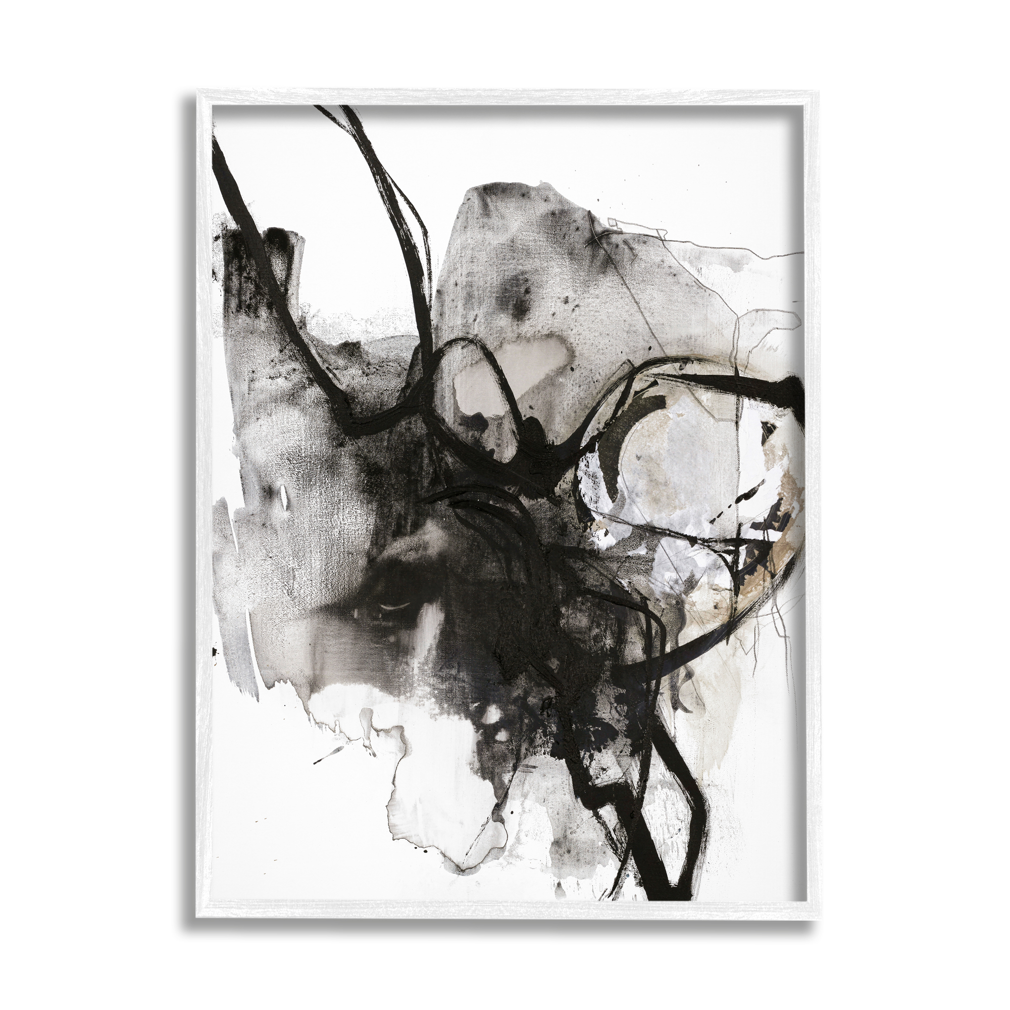 Stupell Indtries Ink Splatter Abstraction Chaotic By Movement Black Brown,11 x 14,Design by Design Fabrikken