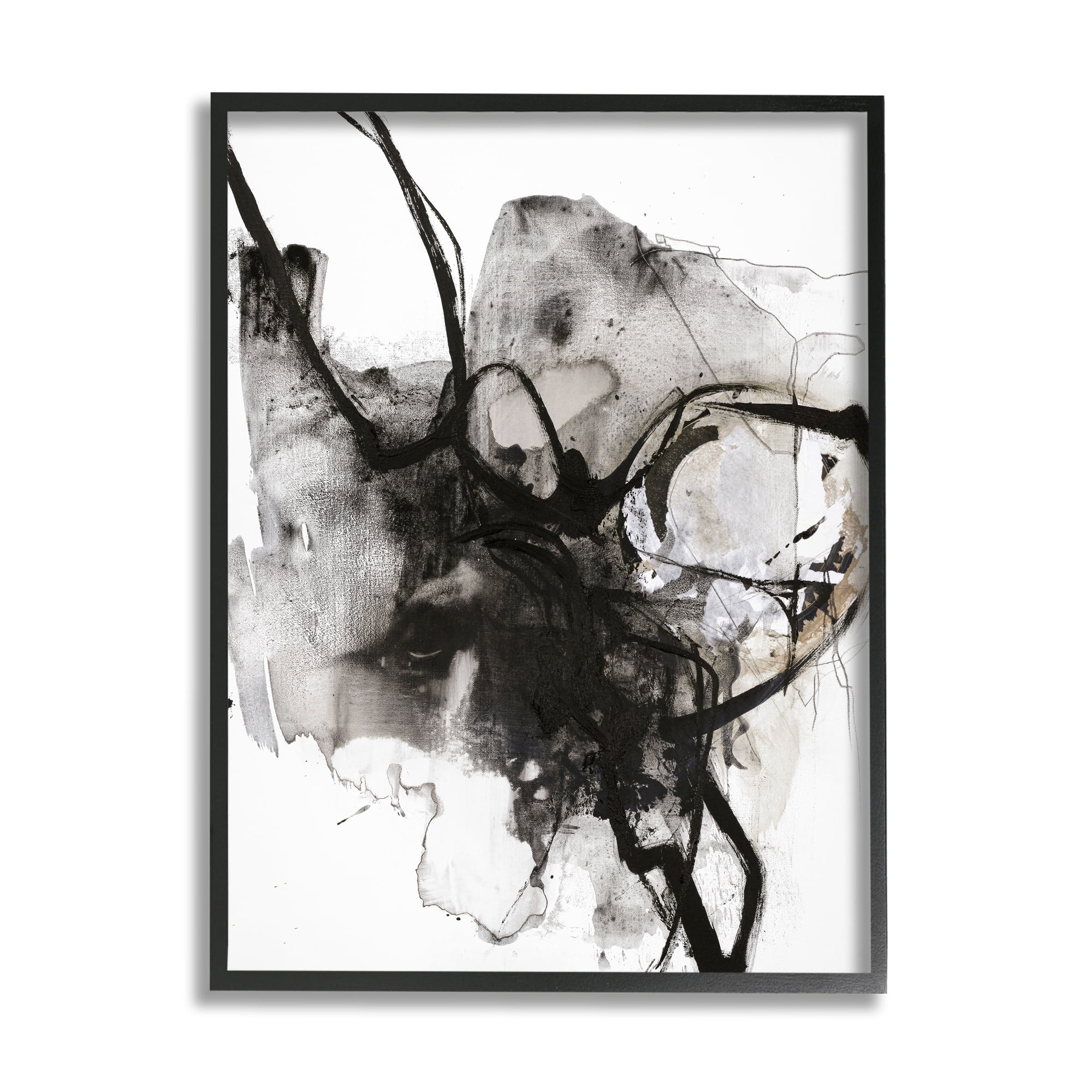 Stupell Indtries Ink Splatter Abstraction Chaotic By Movement Black Brown,24 x 30,Design by Design Fabrikken