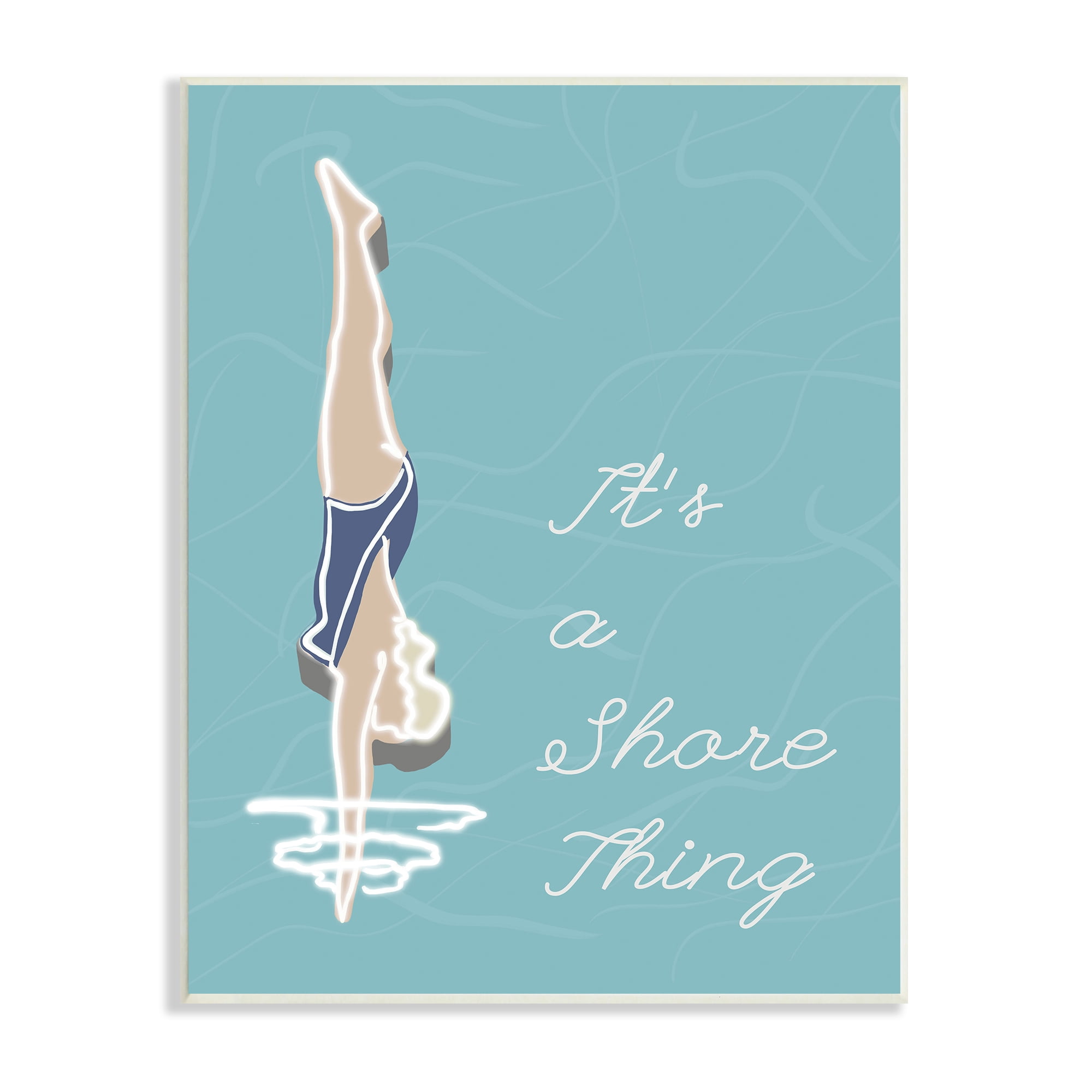 Stupell Indtries It’s a Shore Thing Swimming Pun Woman Diving,13 x 19,Design by Jen Bucheli