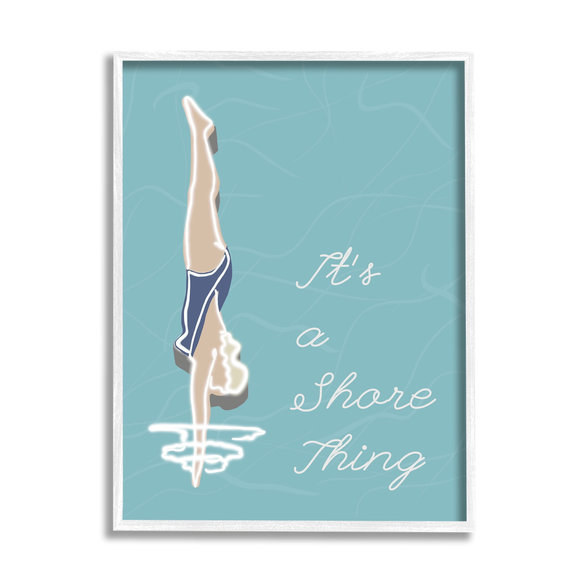 Stupell Indtries It’s a Shore Thing Swimming Pun Woman Diving,24 x 30,Design by Jen Bucheli