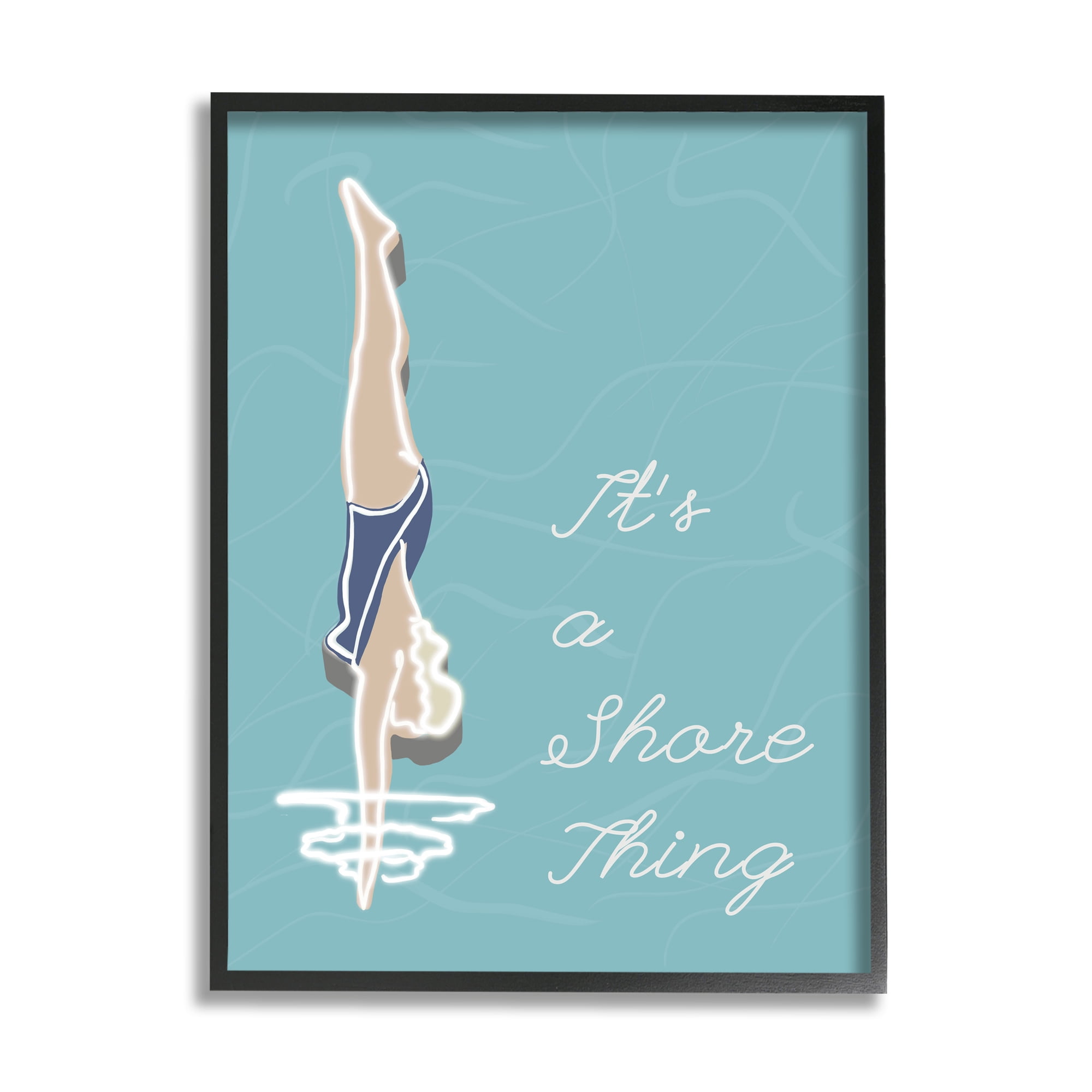 Stupell Indtries It’s a Shore Thing Swimming Pun Woman Diving,24 x 30,Design by Jen Bucheli