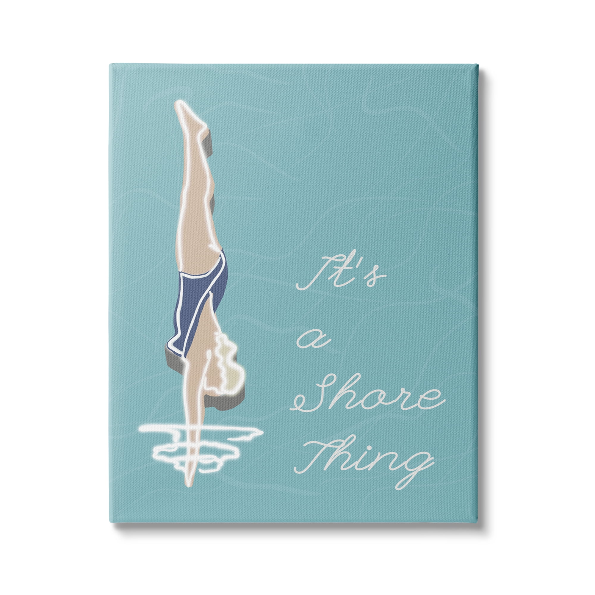 Stupell Indtries It’s a Shore Thing Swimming Pun Woman Diving,36 x 48,Design by Jen Bucheli