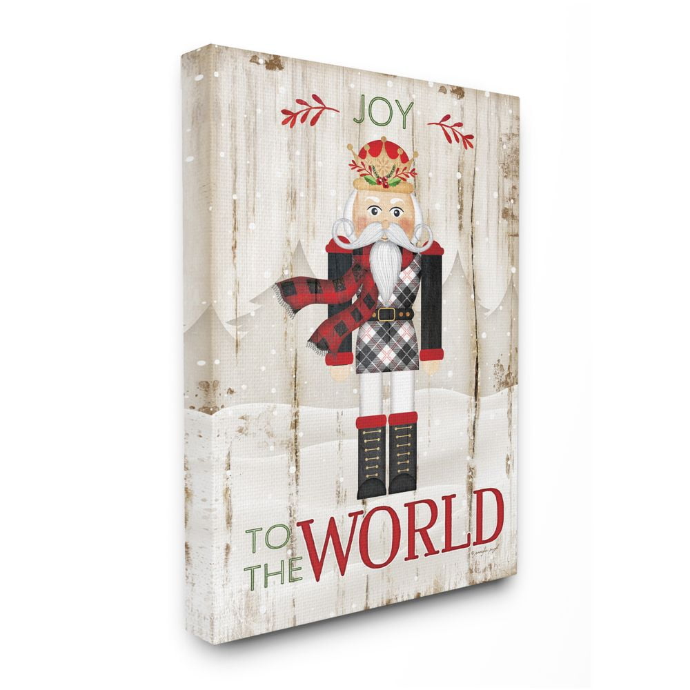 Joy to the World Christmas Nutcracker Canvas Wall Art