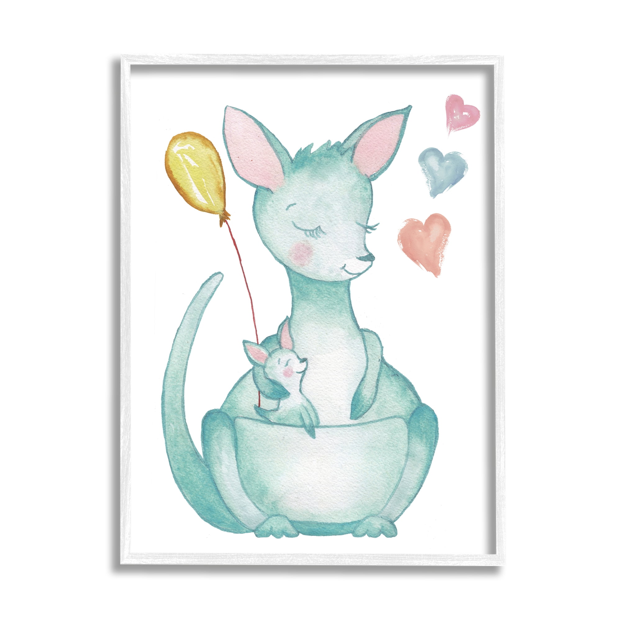 Stupell Indtries Kangaroo Mom Baby Joey Pouch Balloon Hearts,11 x 14,Design by Elizabeth Medley