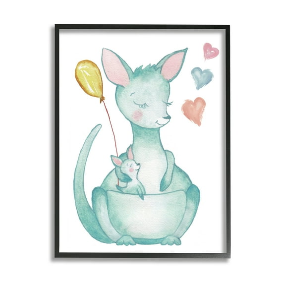 Stupell Indtries Kangaroo Mom Baby Joey Pouch Balloon Hearts,16 x 20,Design by Elizabeth Medley