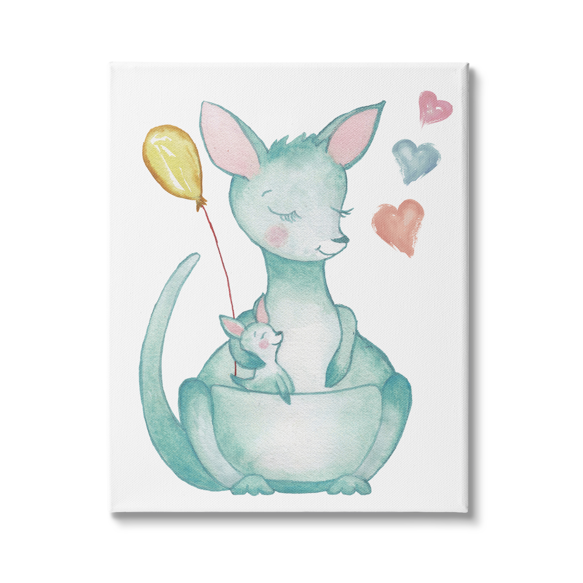 Stupell Indtries Kangaroo Mom Baby Joey Pouch Balloon Hearts,36 x 48,Design by Elizabeth Medley