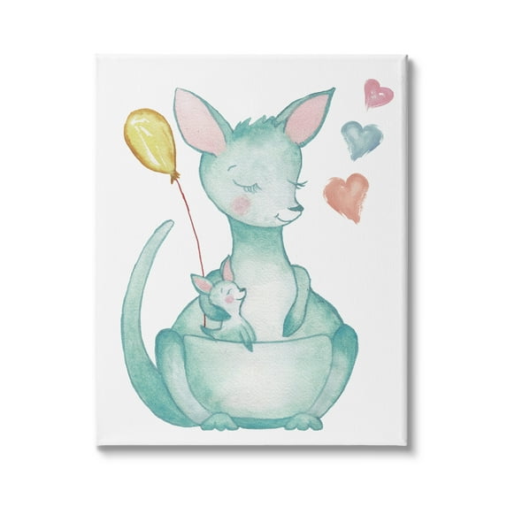 Stupell Indtries Kangaroo Mom Baby Joey Pouch Balloon Hearts,36 x 48,Design by Elizabeth Medley