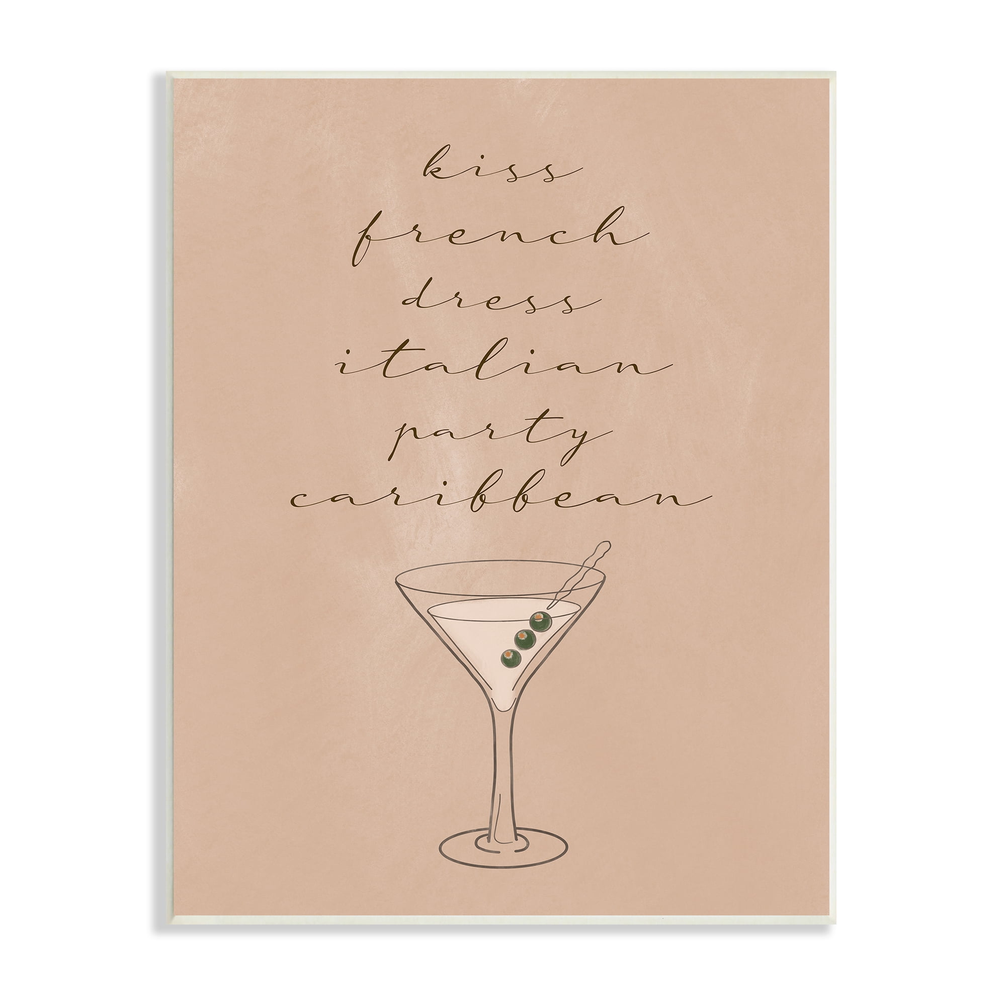 Stupell Indtries Kiss French Dress Italian Party Caribbean Martini Glass,10 x 15,Design by Birch&Ink