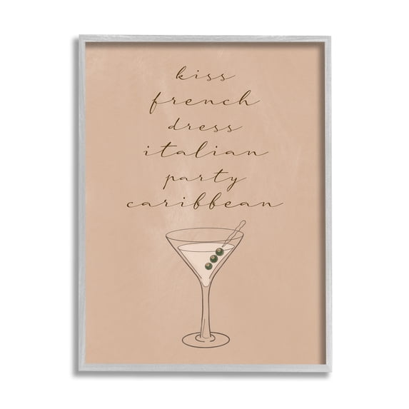 Stupell Indtries Kiss French Dress Italian Party Caribbean Martini Glass,16 x 20,Design by Birch&Ink