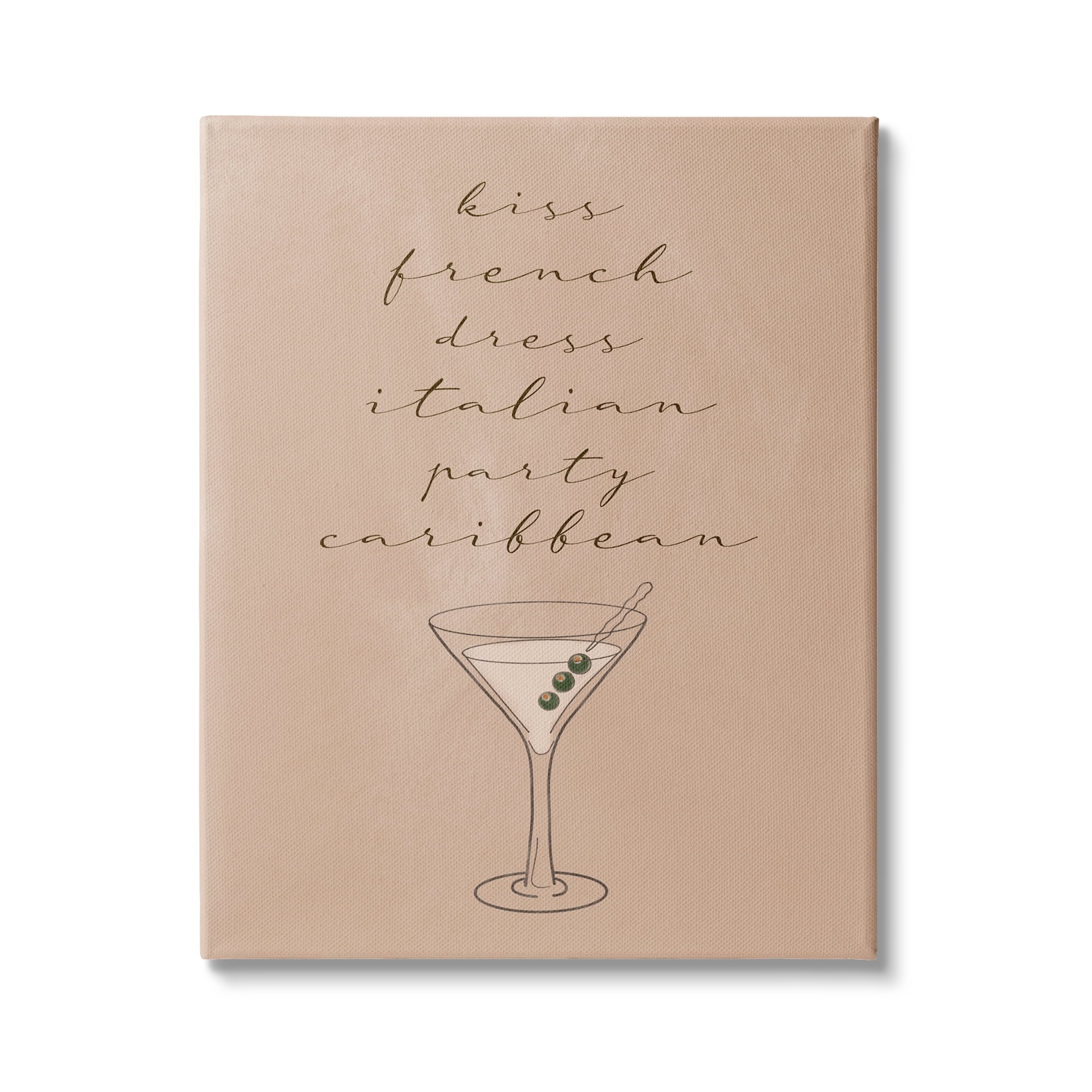Stupell Indtries Kiss French Dress Italian Party Caribbean Martini Glass,16 x 20,Design by Birch&Ink