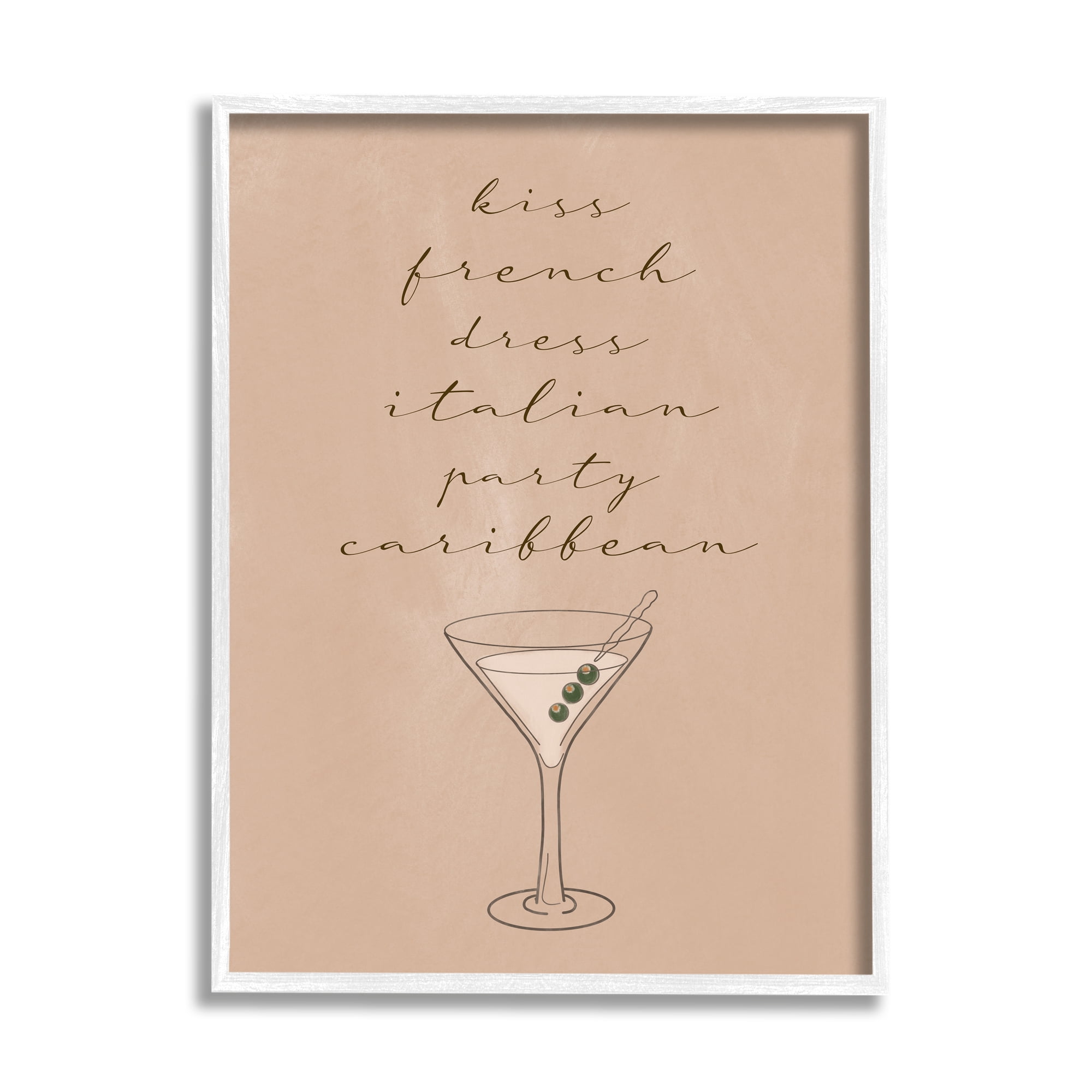 Stupell Indtries Kiss French Dress Italian Party Caribbean Martini Glass,16 x 20,Design by Birch&Ink