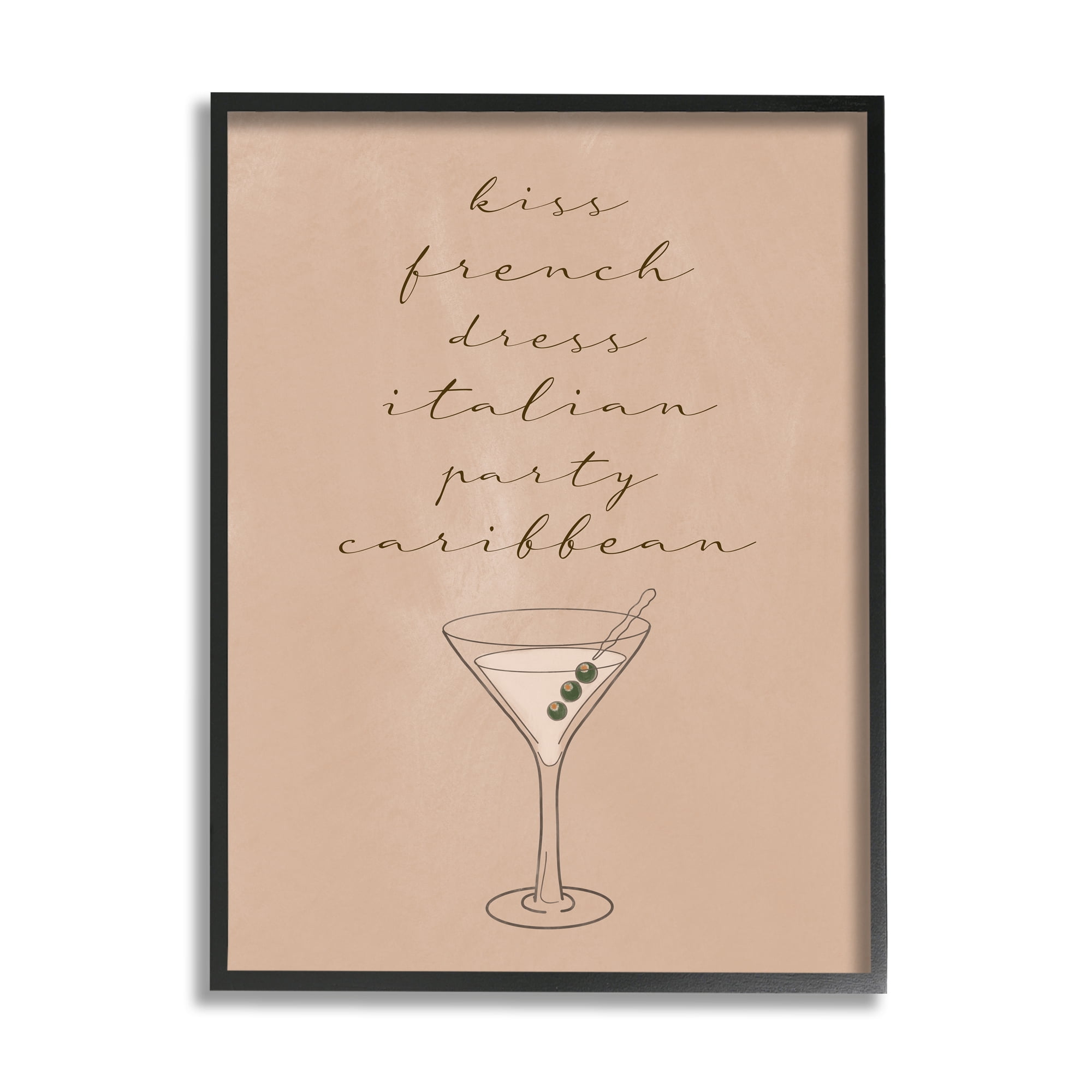 Stupell Indtries Kiss French Dress Italian Party Caribbean Martini Glass,16 x 20,Design by Birch&Ink