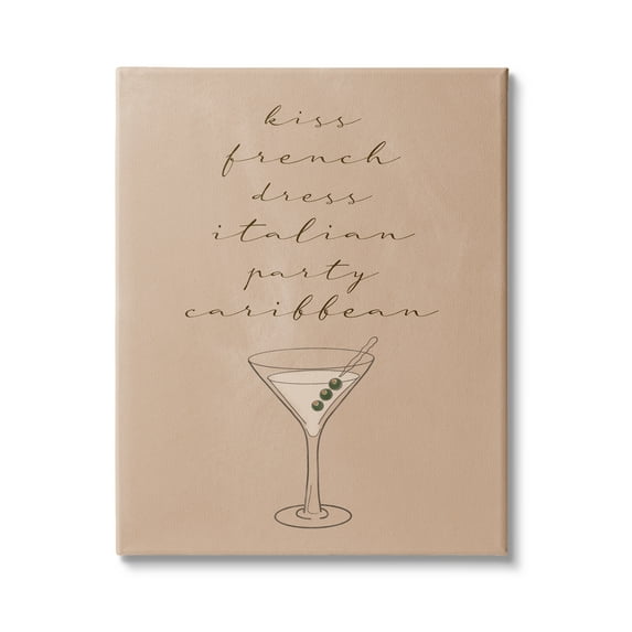 Stupell Indtries Kiss French Dress Italian Party Caribbean Martini Glass,24 x 30,Design by Birch&Ink