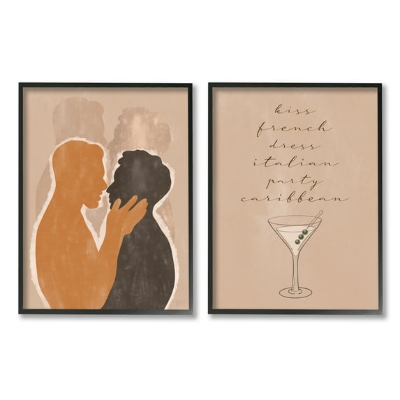 Stupell Indtries Kiss French Party Caribbean Phrase Male Couple Embrace,24 x 30,Design by Birch&Ink