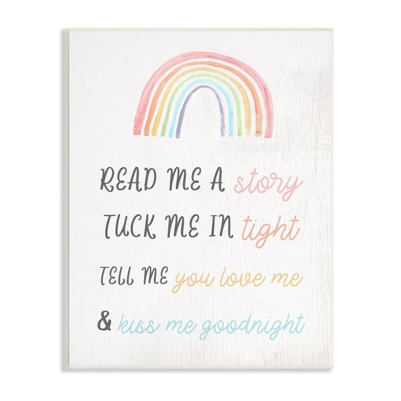 Stupell Indtries Kiss Me Goodnight Rainbow Children's Bedtime Sentiment,10 x 15,Design by Daphne Polselli