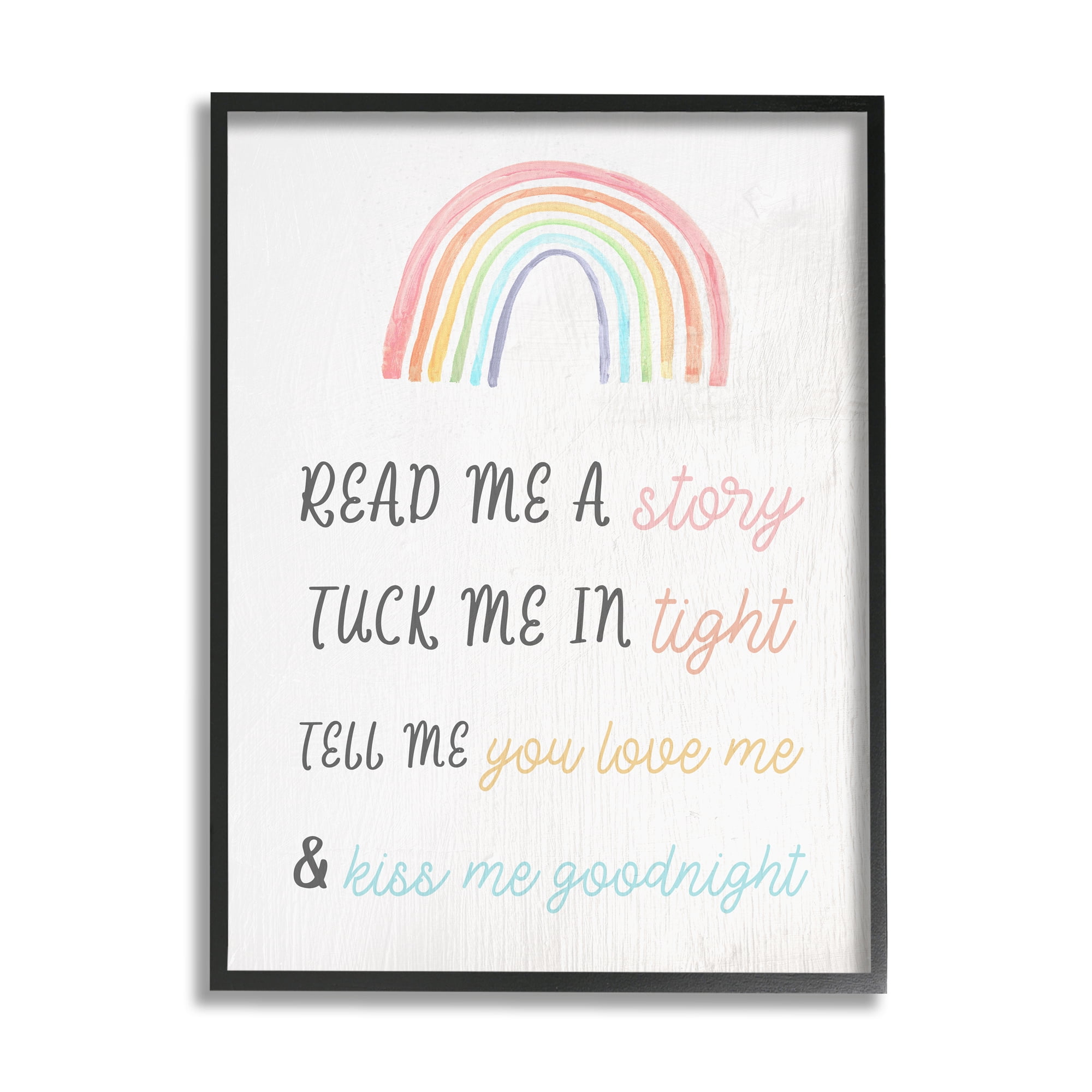 Stupell Indtries Kiss Me Goodnight Rainbow Children's Bedtime Sentiment,11 x 14,Design by Daphne Polselli