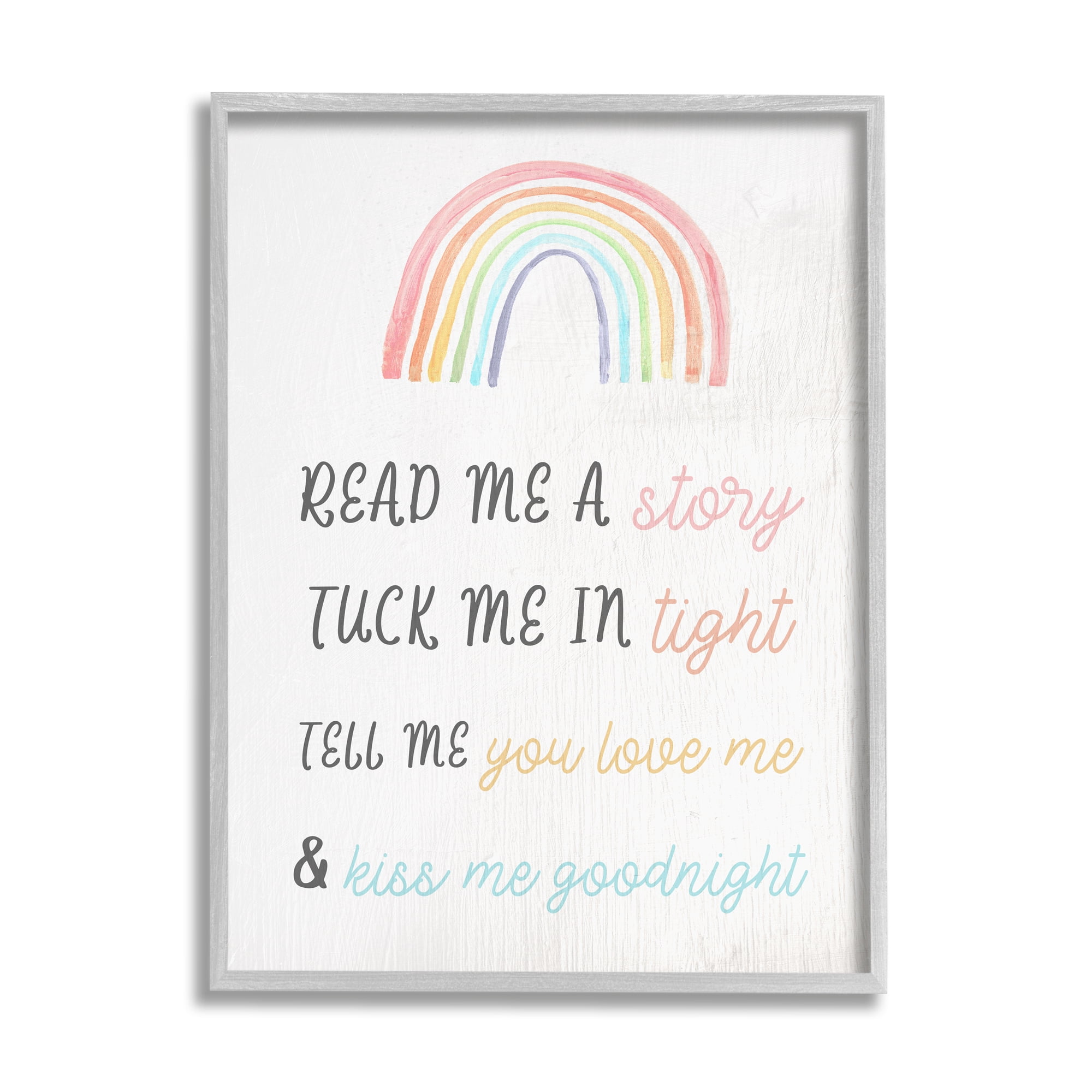 Stupell Indtries Kiss Me Goodnight Rainbow Children's Bedtime Sentiment,11 x 14,Design by Daphne Polselli