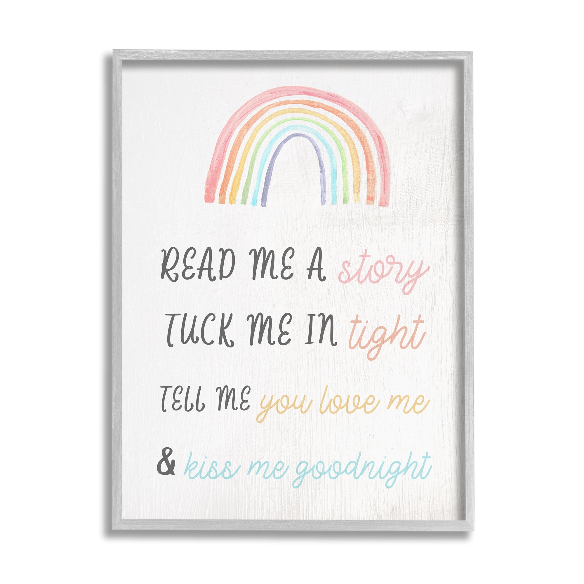Stupell Indtries Kiss Me Goodnight Rainbow Children's Bedtime Sentiment,16 x 20,Design by Daphne Polselli