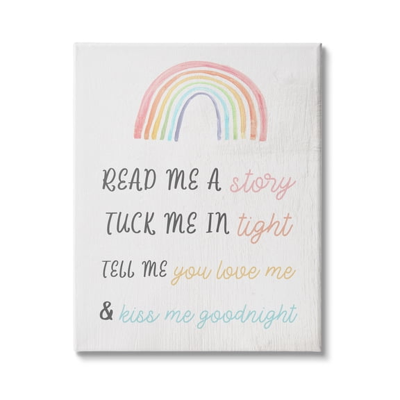 Stupell Indtries Kiss Me Goodnight Rainbow Children's Bedtime Sentiment,36 x 48,Design by Daphne Polselli