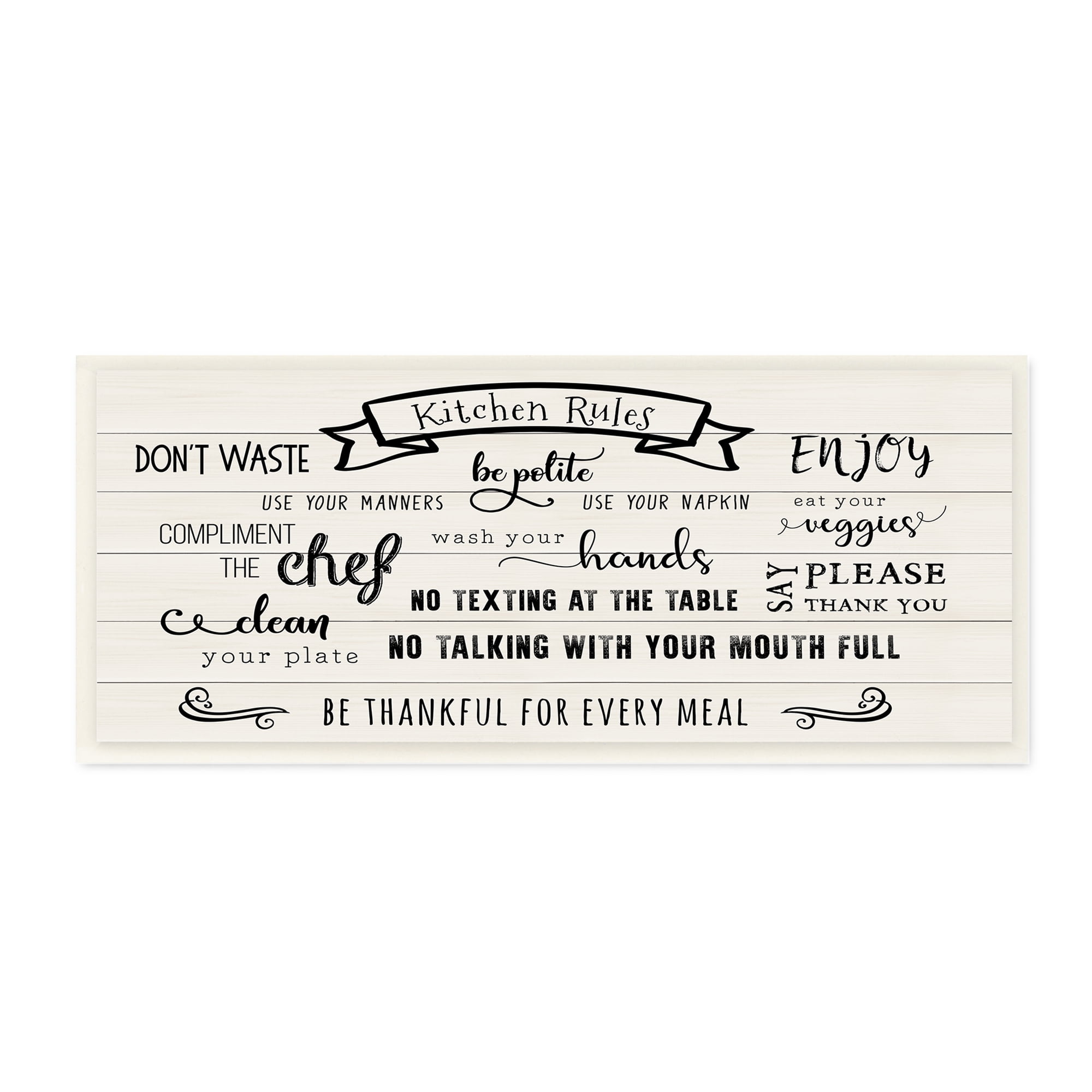 Stupell Indtries Kitchen Rules List Family Happiness Motivational Phrases,17 x 7,Design by CAD Designs