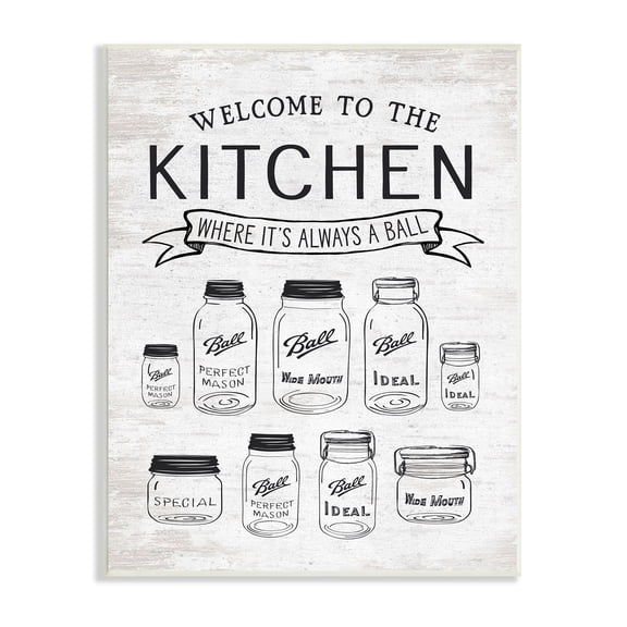 Stupell Indtries Kitchen Where It's A Ball Pun Country Jars,10 x 15,Design by Lettered and Lined