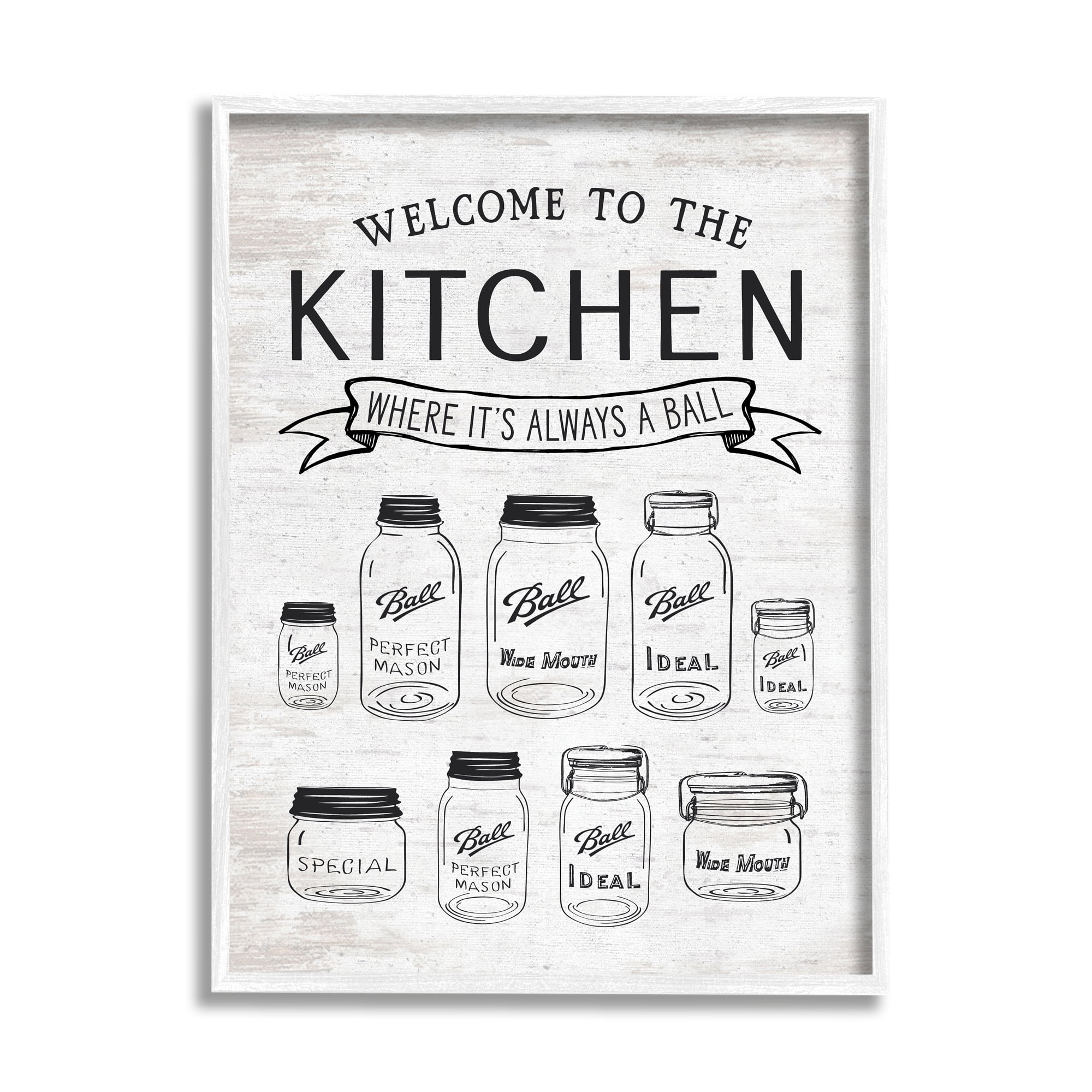 Stupell Indtries Kitchen Where It's A Ball Pun Country Jars,11 x 14,Design by Lettered and Lined