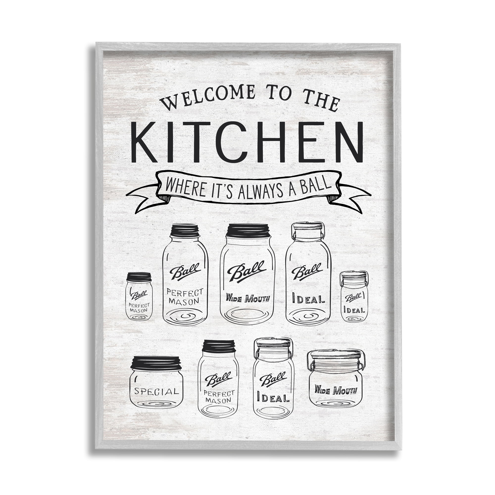 Stupell Indtries Kitchen Where It's A Ball Pun Country Jars,24 x 30,Design by Lettered and Lined