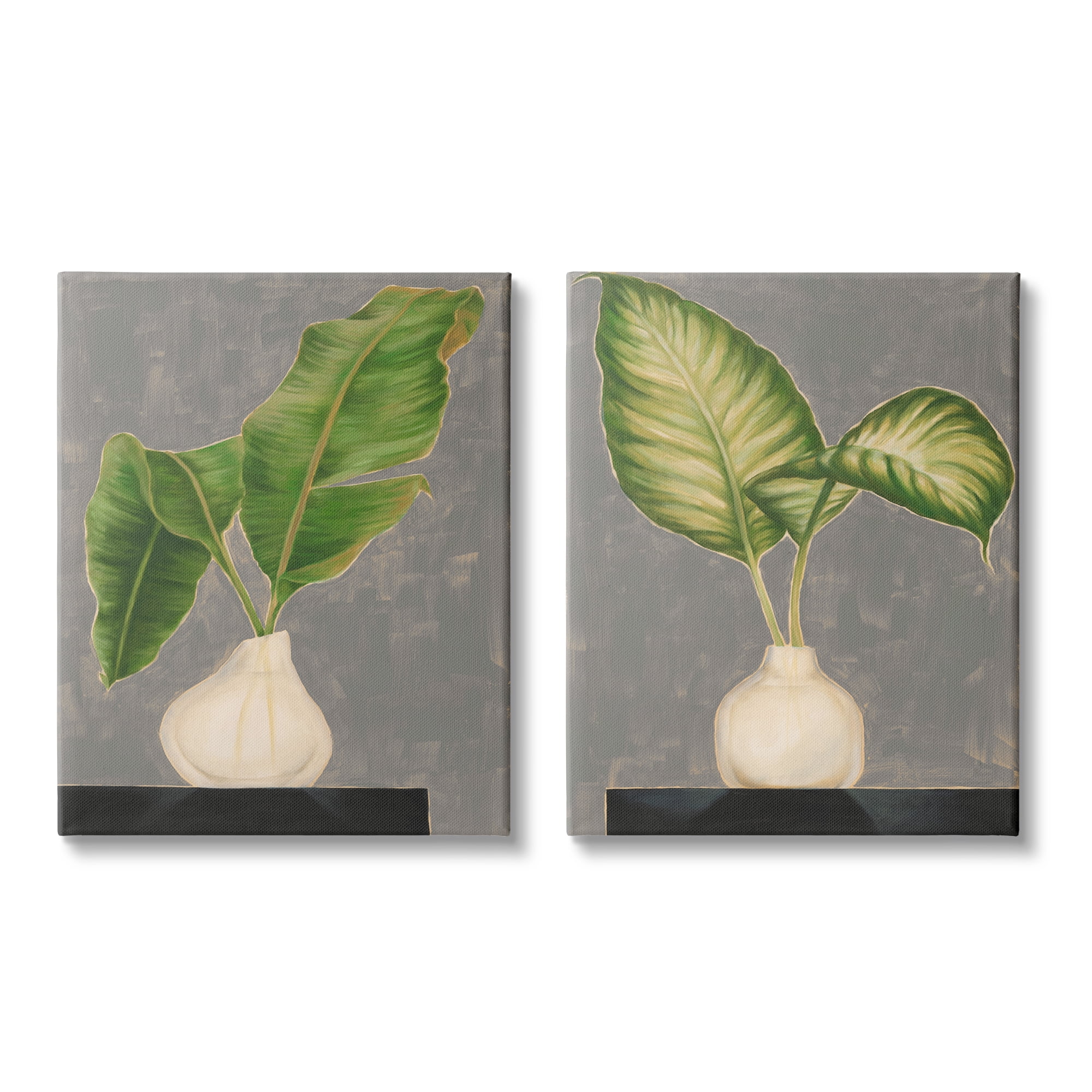 Large Palm Leaf Potted Plants Canvas Wall Art, 16 x 20 Inches