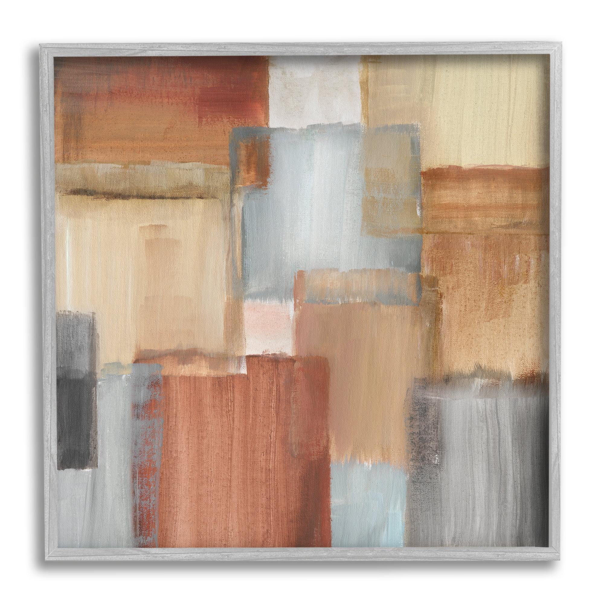 Stupell Indtries Layered Patchwork Paint Abstraction Neutral Brown Grey Painting,12 x 12,Design by Nan