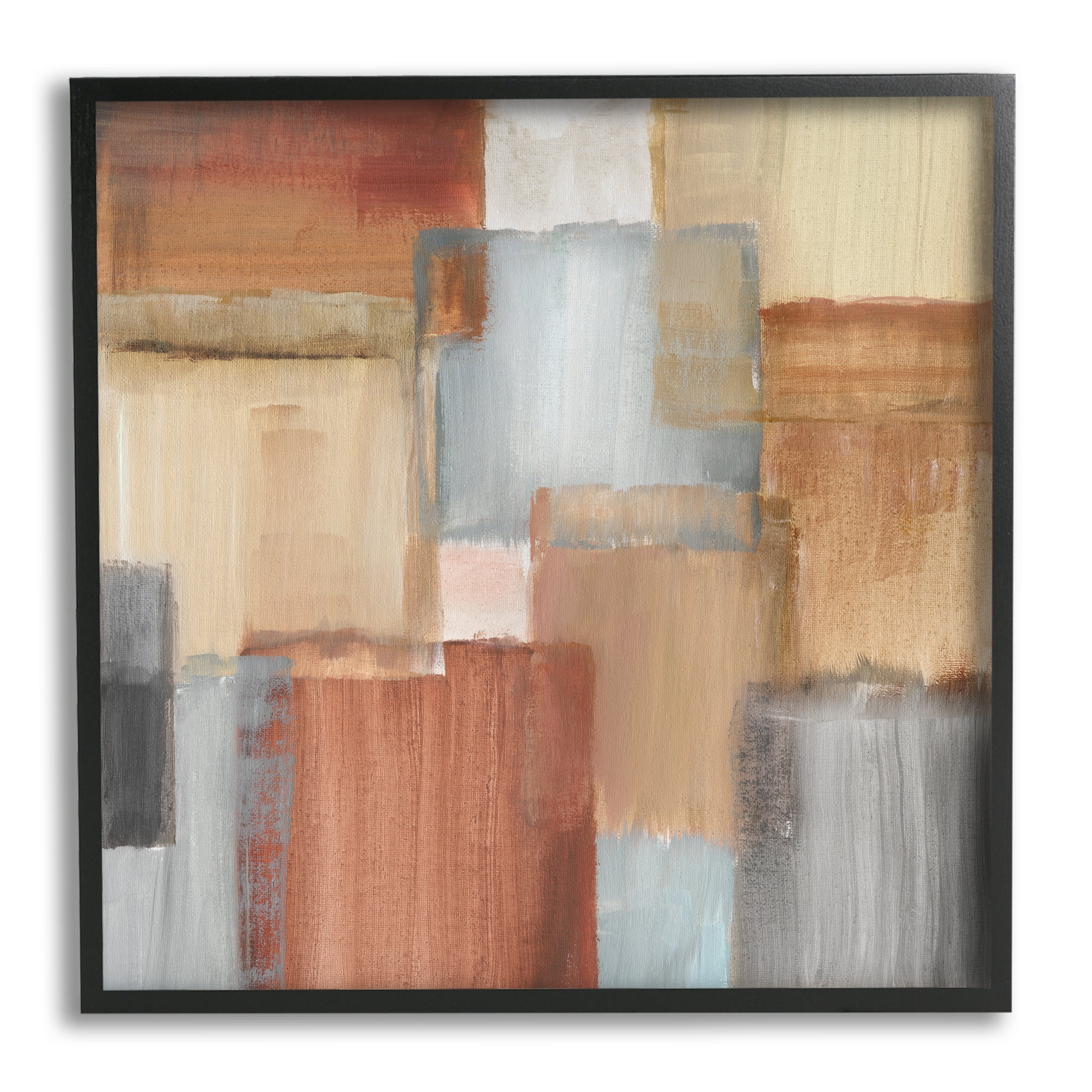 Stupell Indtries Layered Patchwork Paint Abstraction Neutral Brown Grey Painting,17 x 30,Design by Nan
