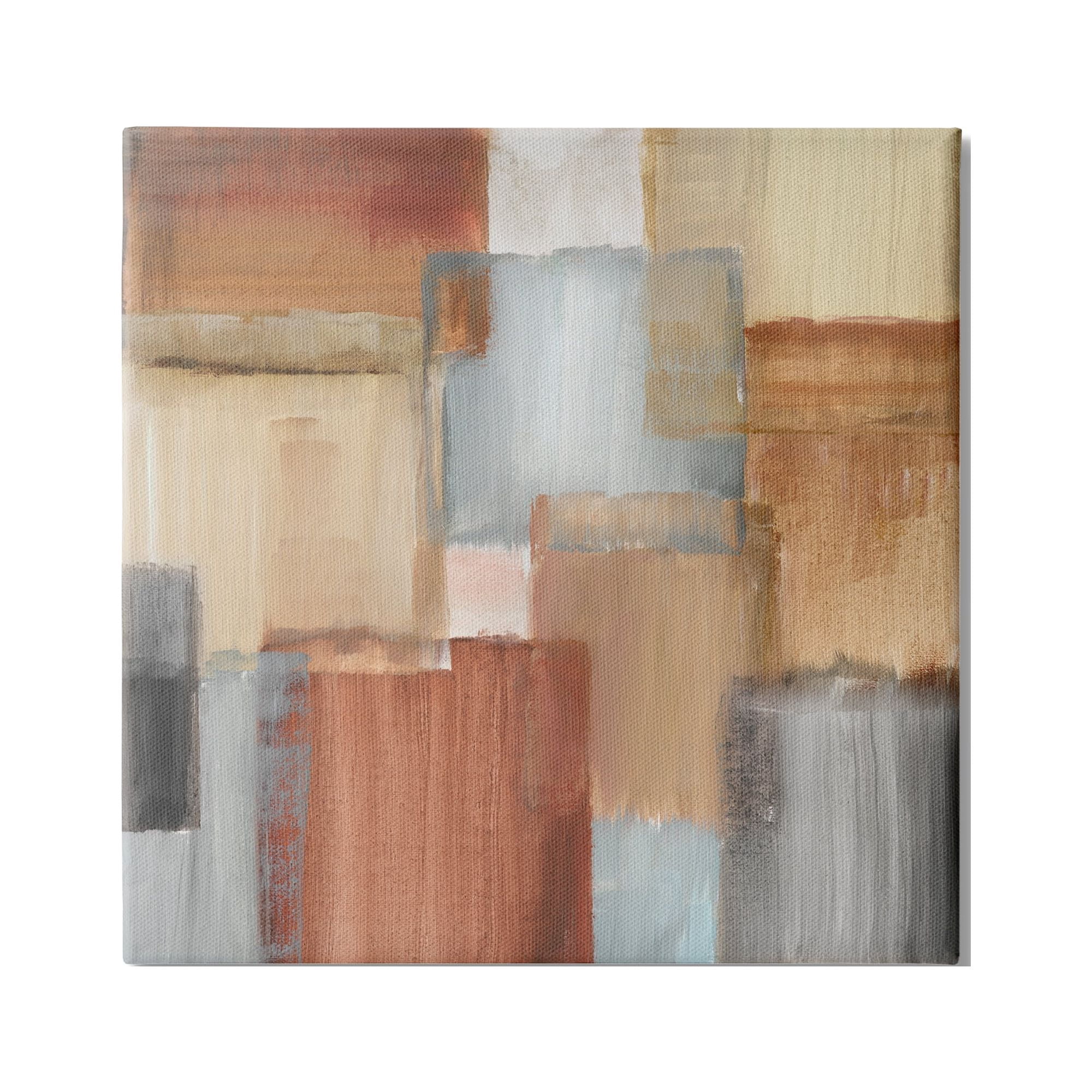 Stupell Indtries Layered Patchwork Paint Abstraction Neutral Brown Grey Painting,36 x 36,Design by Nan
