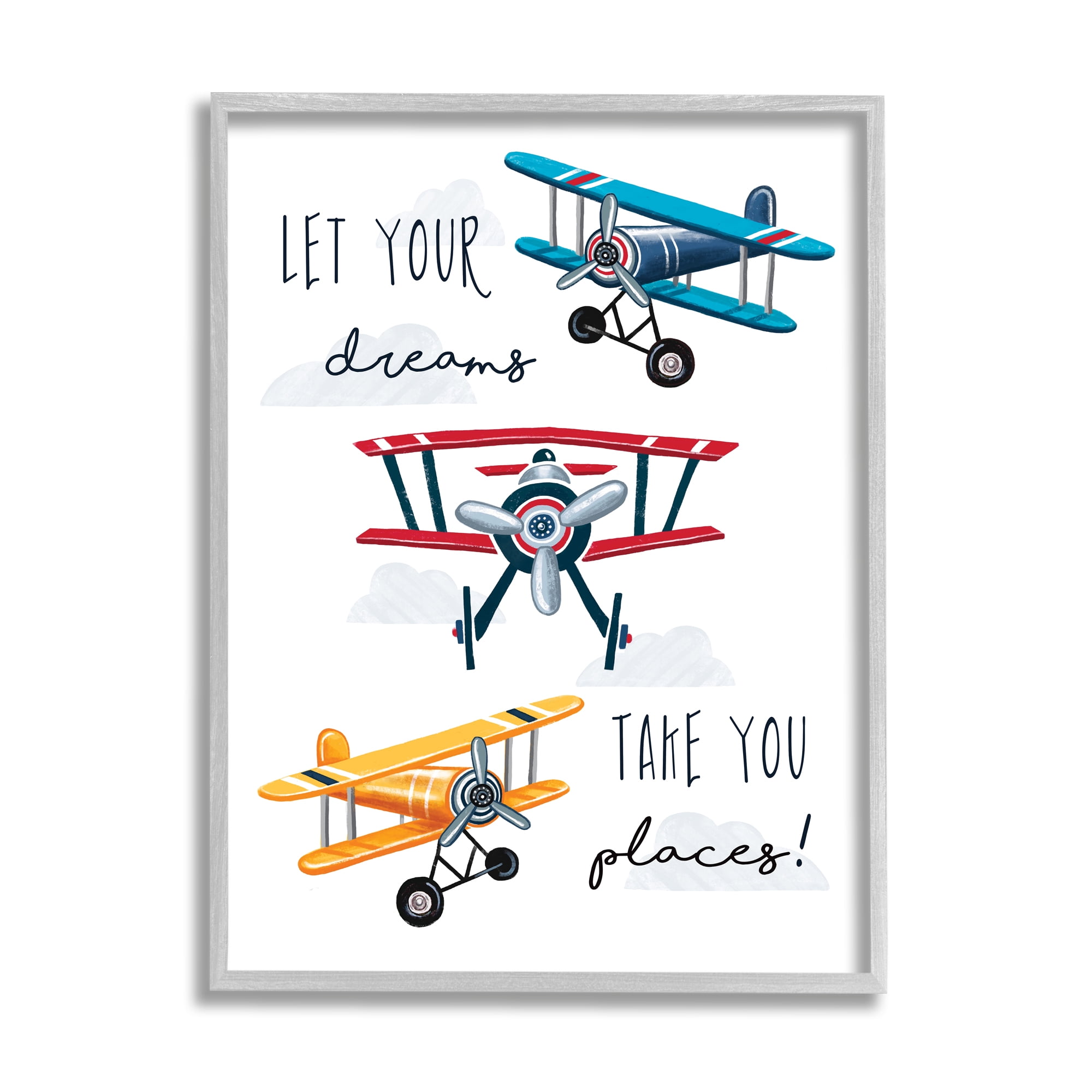Stupell Indtries Let Your Dreams Take You Places Phrase Airplanes,11 x 14,Design by Elizabeth Tyndall