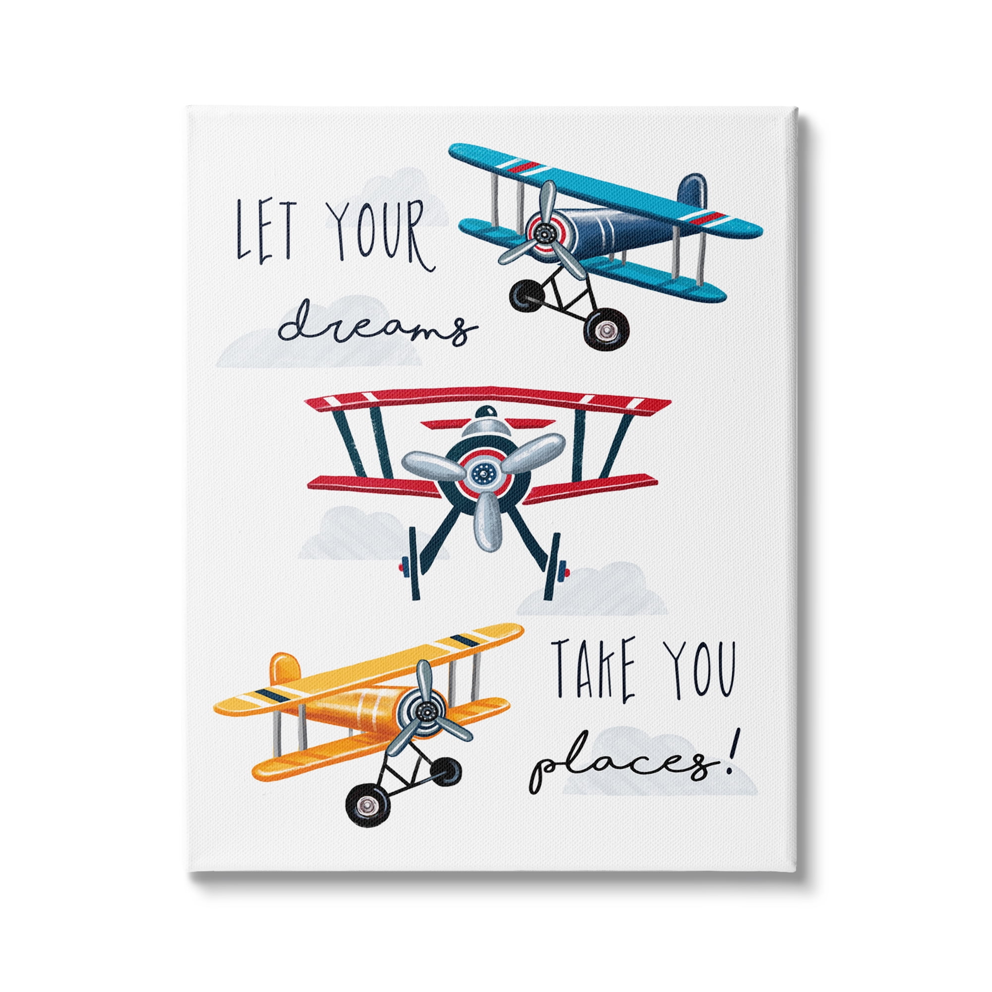 Stupell Indtries Let Your Dreams Take You Places Phrase Airplanes,16 x 20,Design by Elizabeth Tyndall