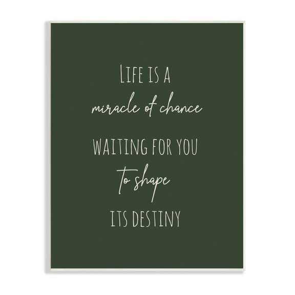 Stupell Indtries Life Is Miracle Of Chance Motivational Phrase Green,10 x 15,Design by Birch&Ink